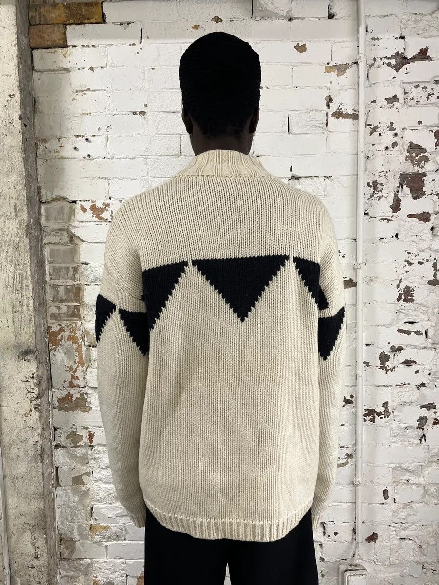 Armani Armani Triangle Cream Wool Zip-Up Sweater Size US L / EU 52-54 / 3 - 2 Thumbnail