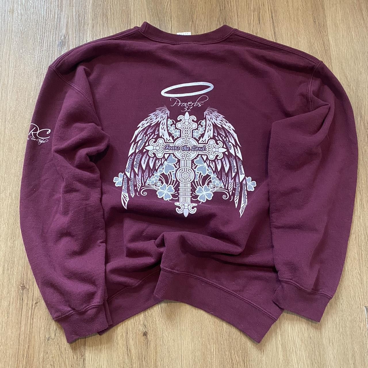 Gildan Burgundy Gods Angels Feat of lord crewneck Size US L / EU 52-54 / 3 - 2 Thumbnail
