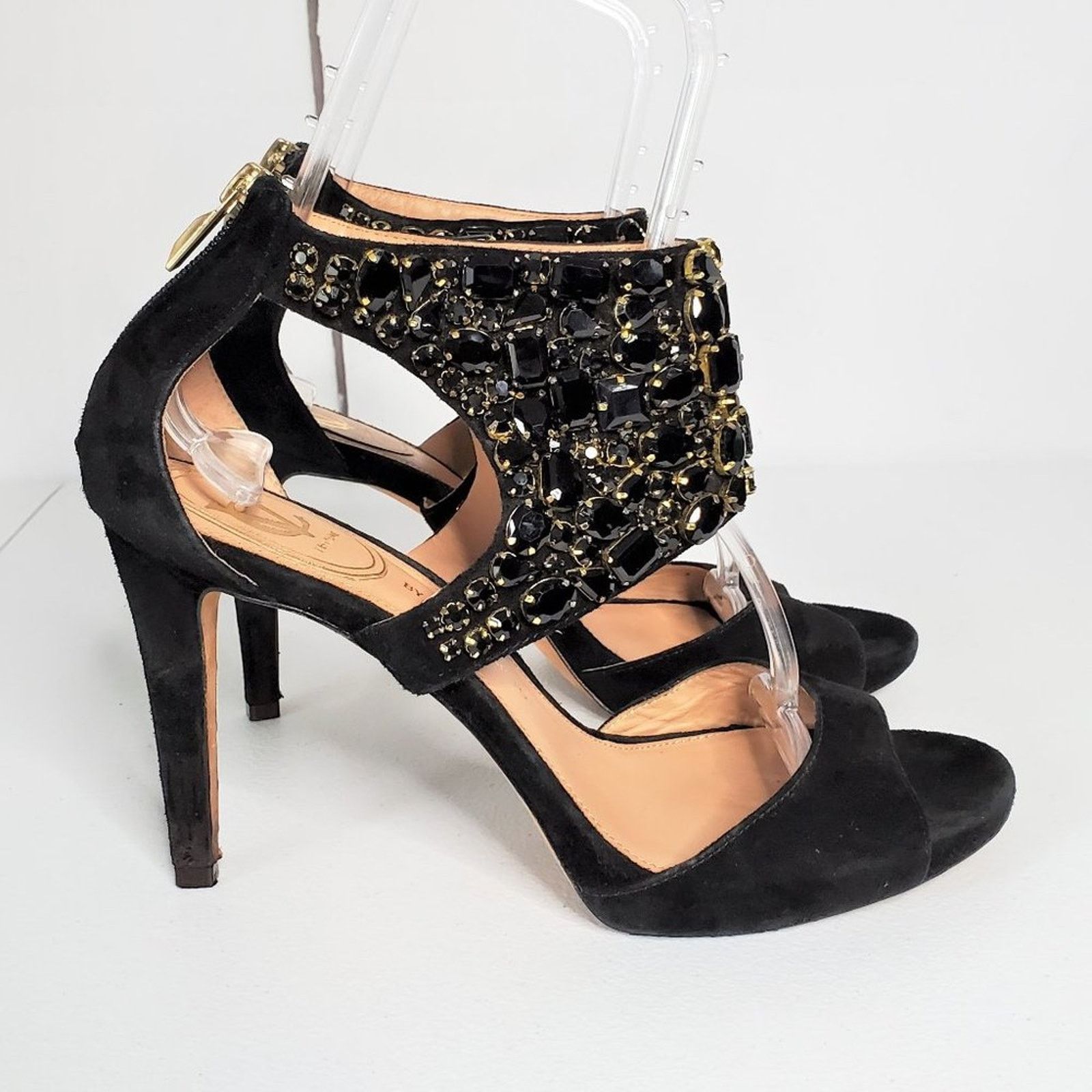 Vince Camuto VC Signature Suede Embellished Collar Zip Stiletto Heels 11M Size US 11 / IT 41 - 4 Thumbnail