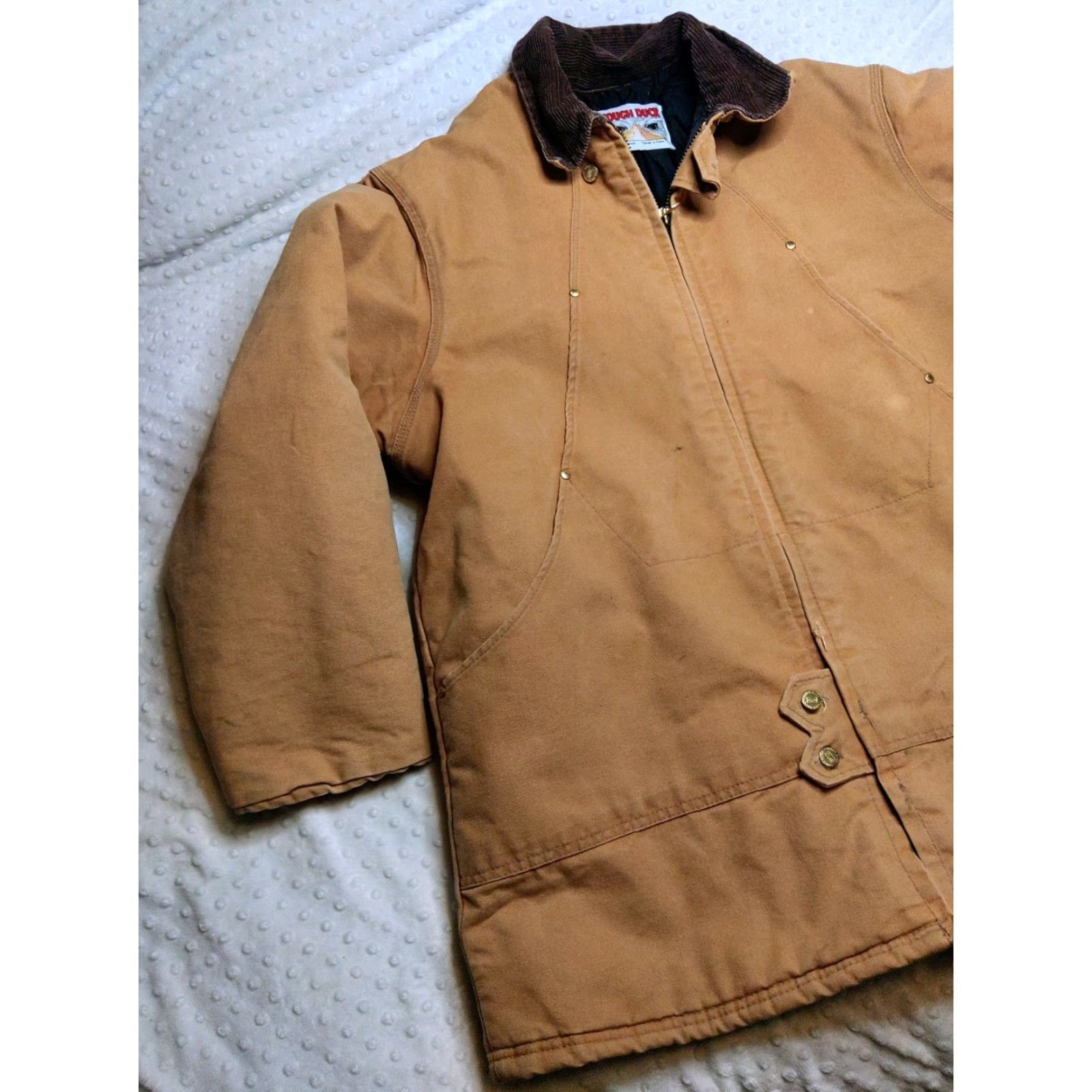 Vintage VINTAGE Tough Duck Jacket Chore XL Canvas Quilt Lined 90s Tan Brown Heavyweight ZIP Up | Mens Size US XL / EU 56 / 4 - 3 Thumbnail