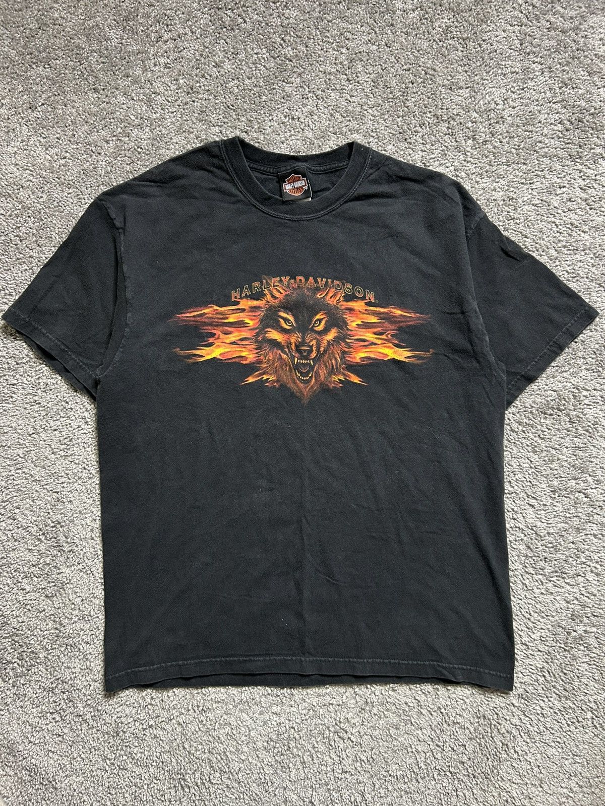 Harley Davidson Vintage Y2K Harley Wolf Flame Tee Made in USA Las Vegas Size US L / EU 52-54 / 3 - 1 Thumbnail