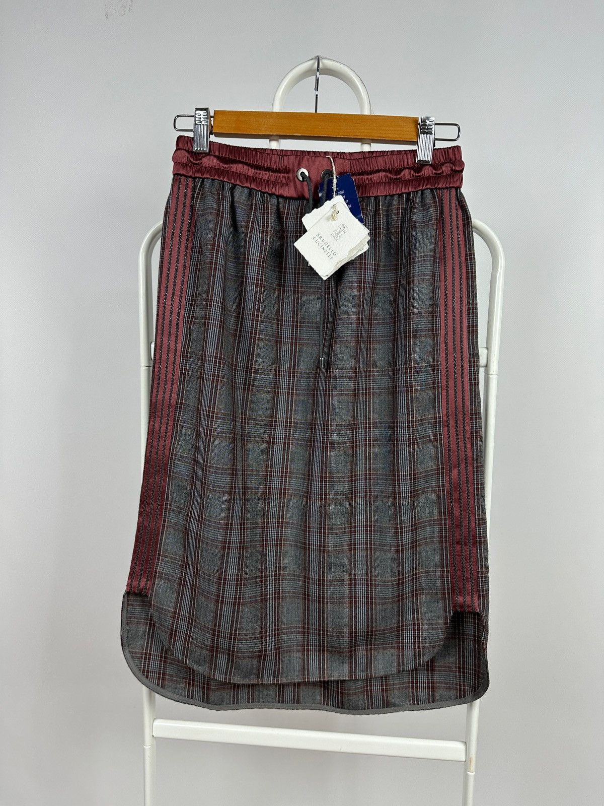 Brunello Cucinelli NWT! Brunello Cucinelli Wool/Silk Checkered Midi Skirt Size 26" / US 2 / IT 38 - 5 Thumbnail