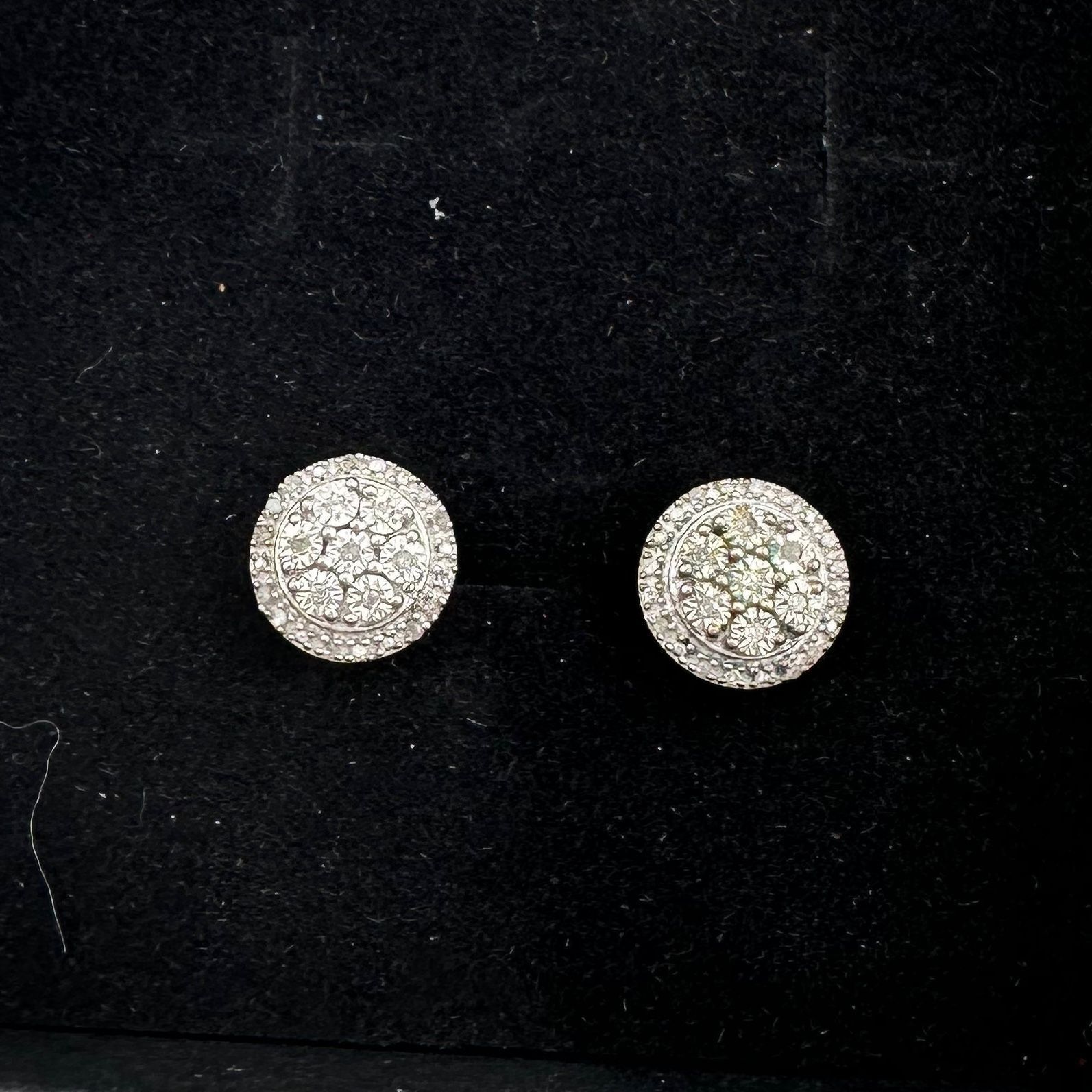 Other Natural Diamond Halo Stud Earrings in Sterling Silver Size ONE SIZE - 14 Thumbnail