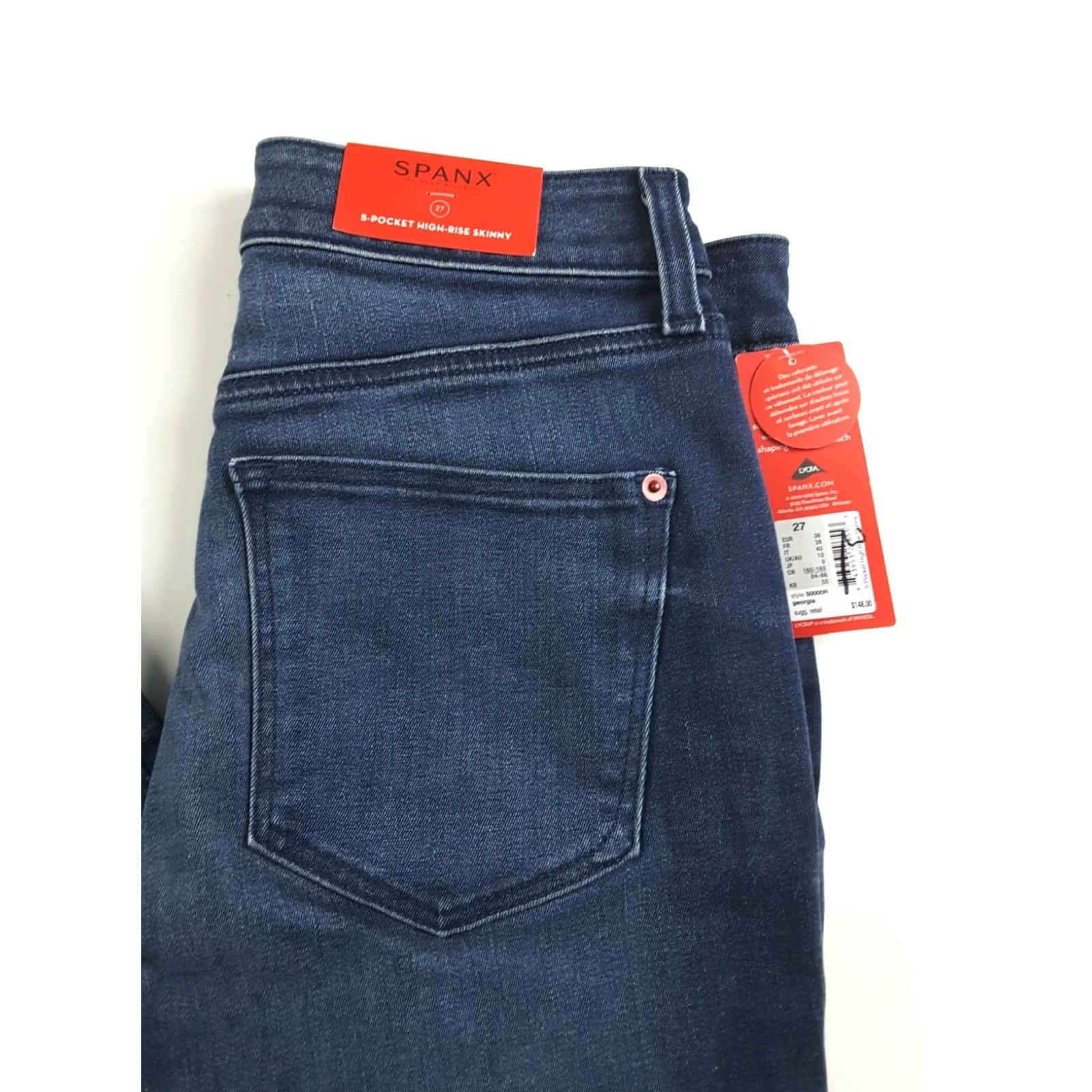 Spanx SPANX Georgia 5-Pocket High-Rise Skinny Jeans Size 27 Blue Denim Women's Regular INSEAM 28"} Size 28" / US 6 / IT 42 - 3 Thumbnail