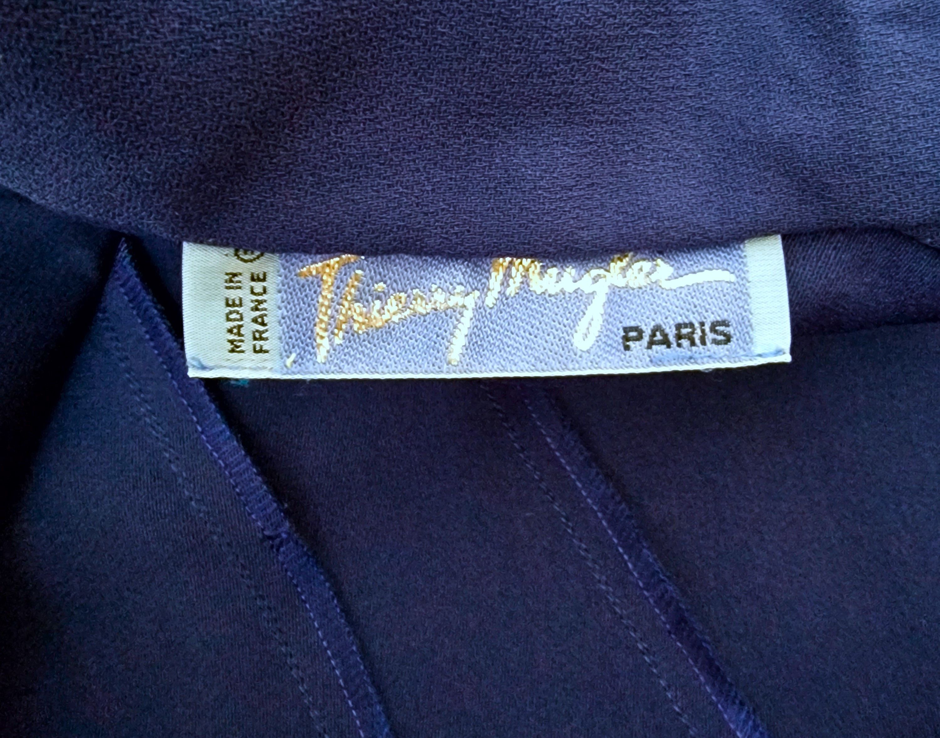 Thierry Mugler Thierry Mugler Navy Blue Crepe Bow Stripe Vintage Dress Size M / US 6-8 / IT 42-44 - 9 Thumbnail