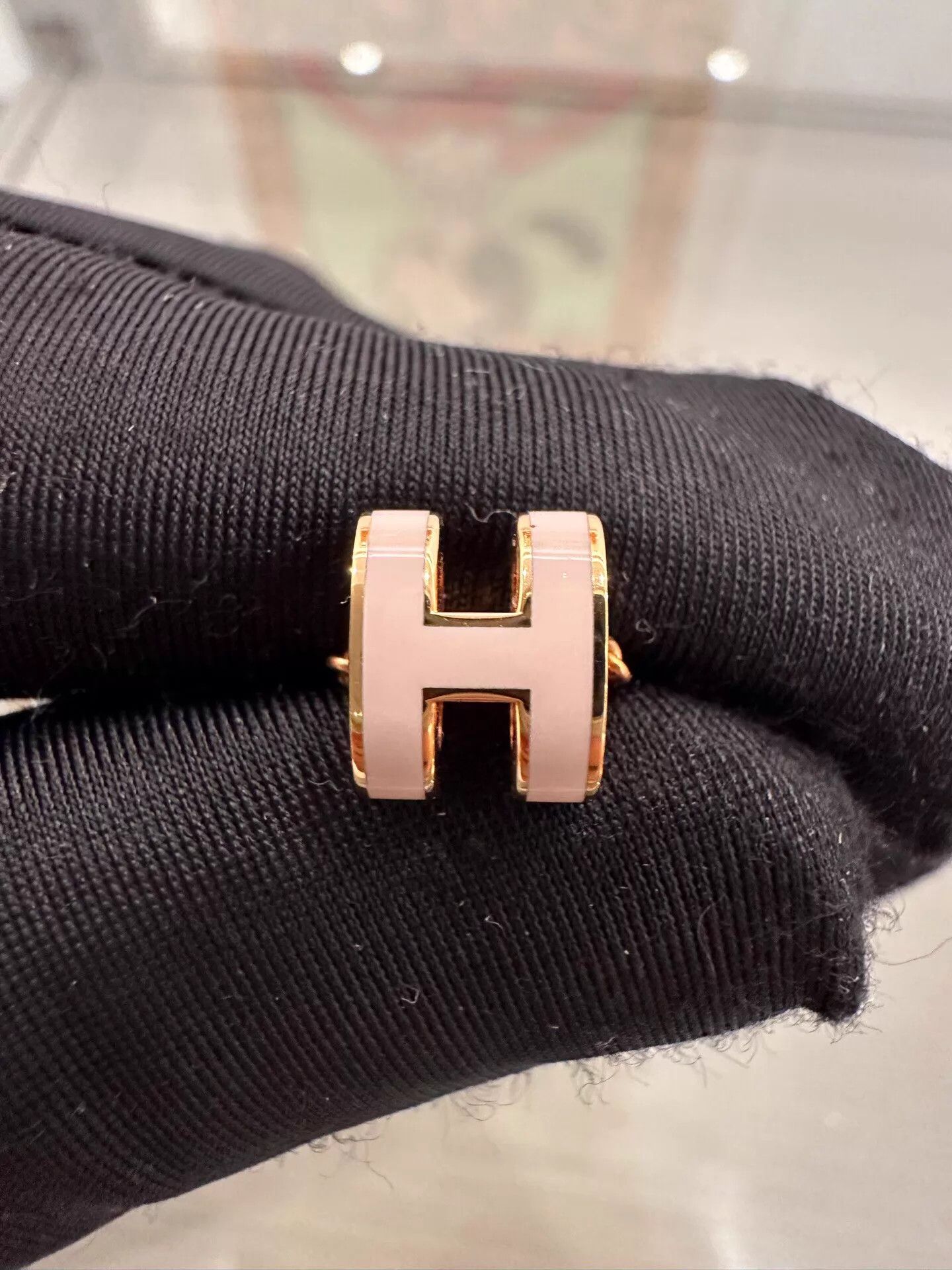 Hermes Hermès PopH Pink Enamel Mini H Rose Gold Necklace 40cm Size ONE SIZE - 4 Thumbnail