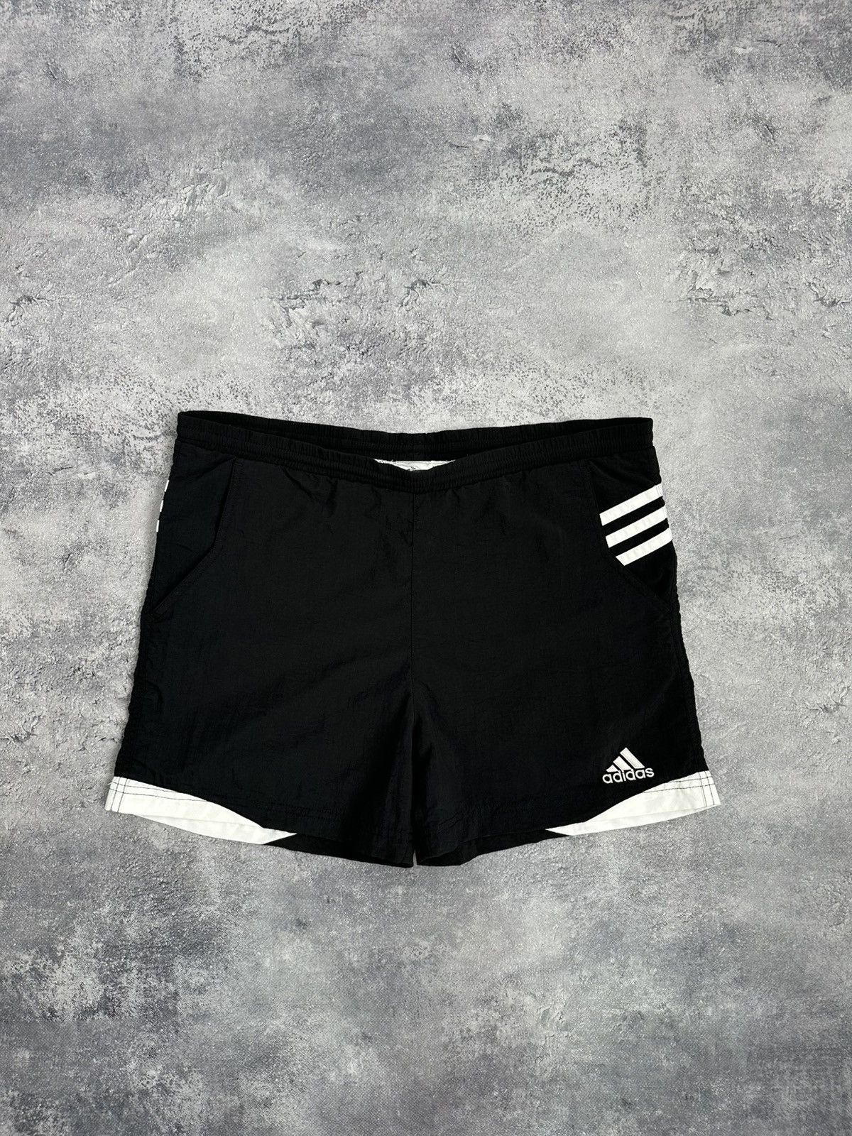 Adidas Vintage 90s Adidas Swim Shorts Black White Striped Swimwear Size US 30 / EU 46 - 1 Thumbnail