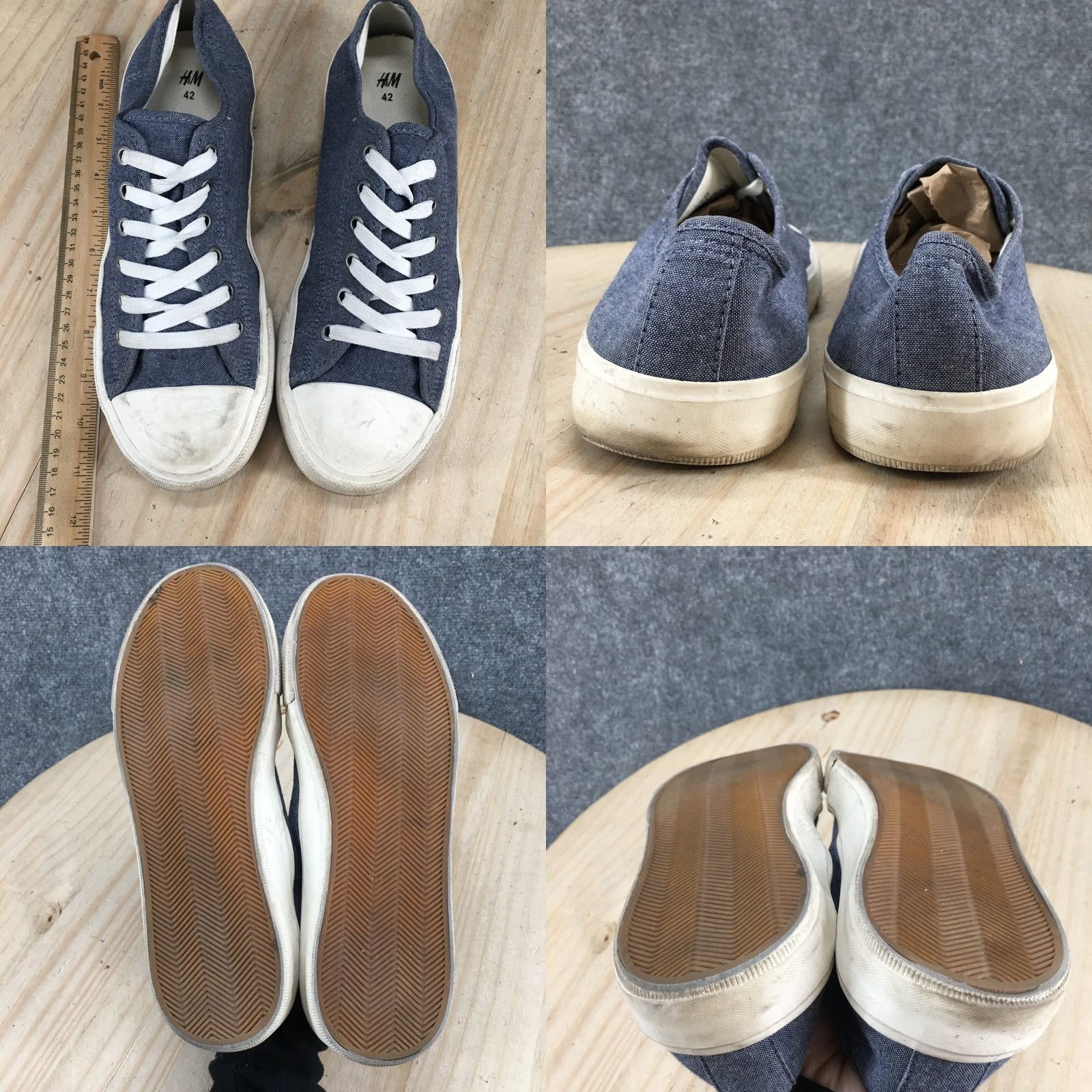 H&M H&M Shoes Womens 42 Casual Comfort Low Top Sneakers Blue Denim Lace Up Flats Shoes Width M, Breathable, Comfortable, Casual Walking Size L / US 10 / IT 46 - 9 Thumbnail