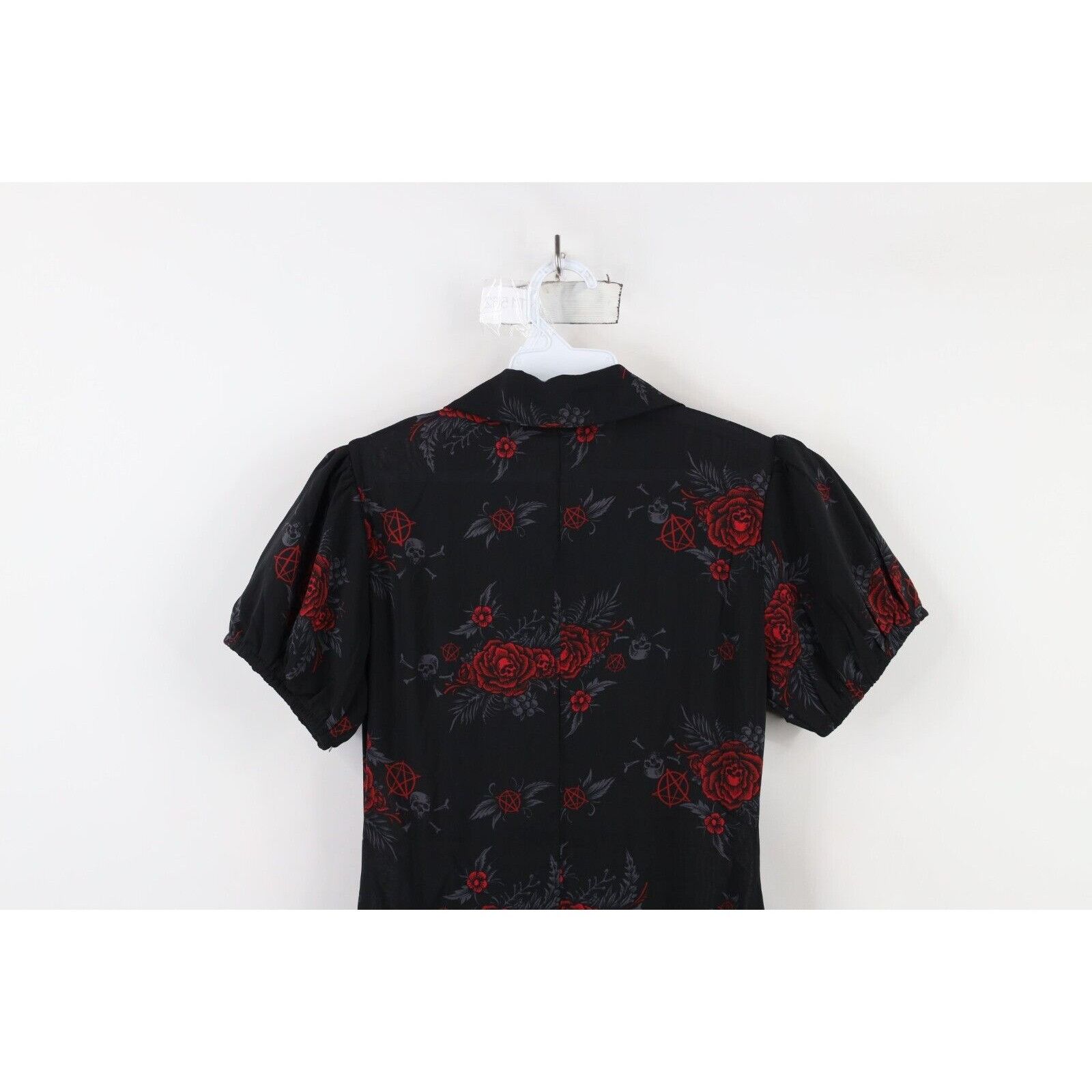 Vintage Vintage Y2K Goth Rockabilly Skull Rose Pentagram Dress Size XS / US 0-2 / IT 36-38 - 11 Thumbnail