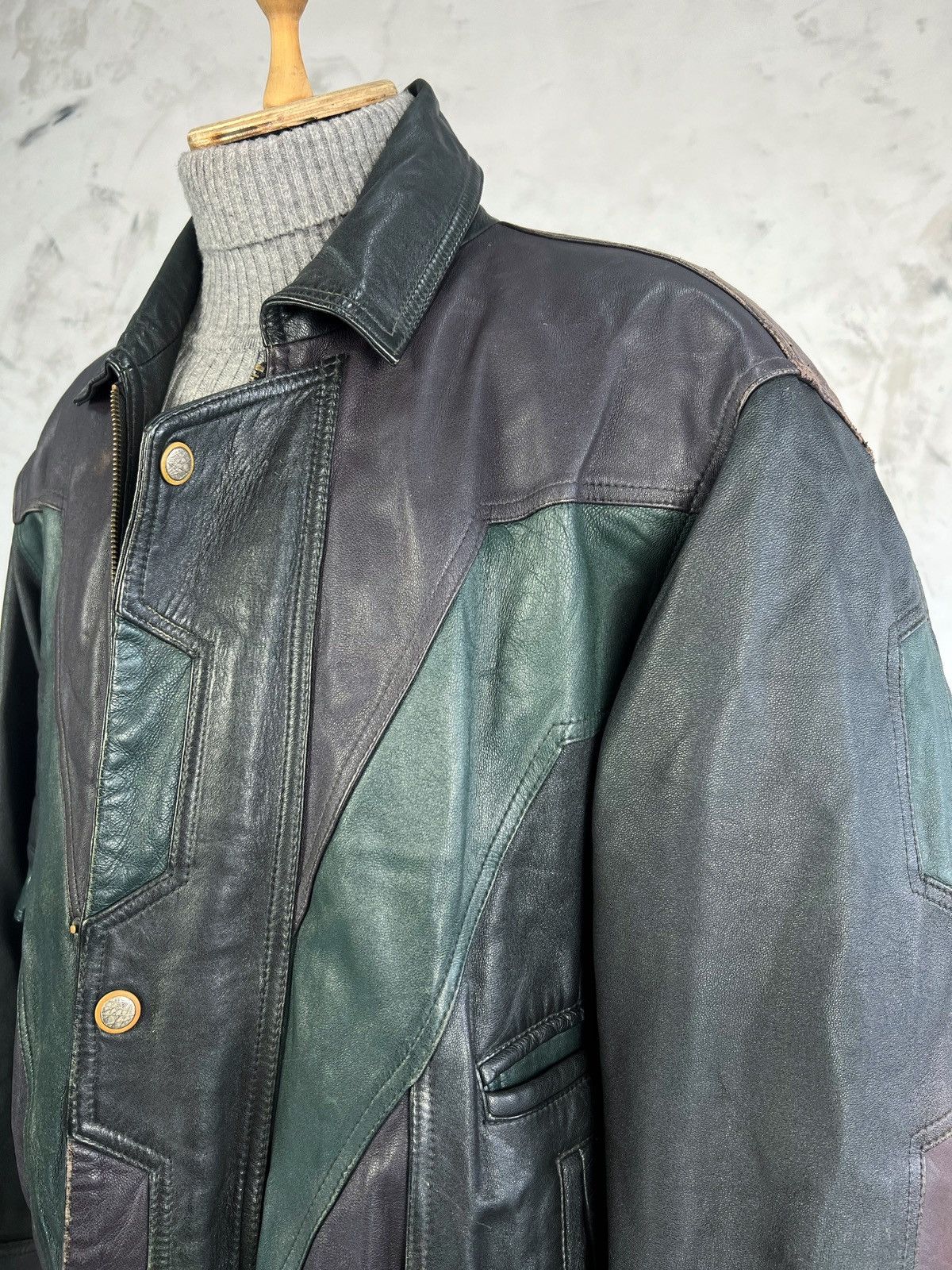 Angelo Litrico Vintage Angelo Litrico Leather Bomber Jacket Size 46 S - M Size US M / EU 48-50 / 2 - 2 Thumbnail