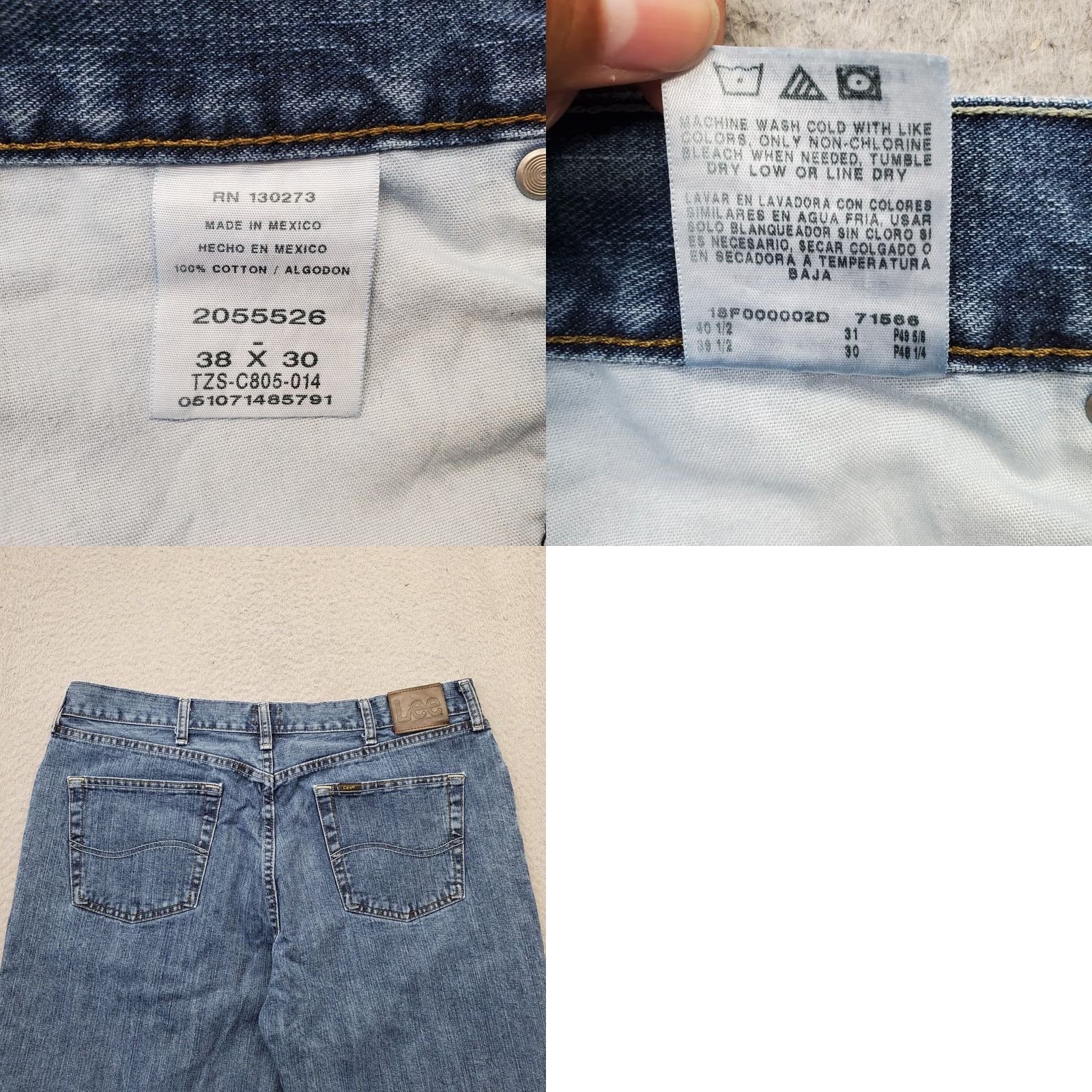 Lee Lee Jeans Mens 38x30 Blue Denim Relaxed Fit Straight Leg 2055526 Size US 38 / EU 54 - 8 Thumbnail