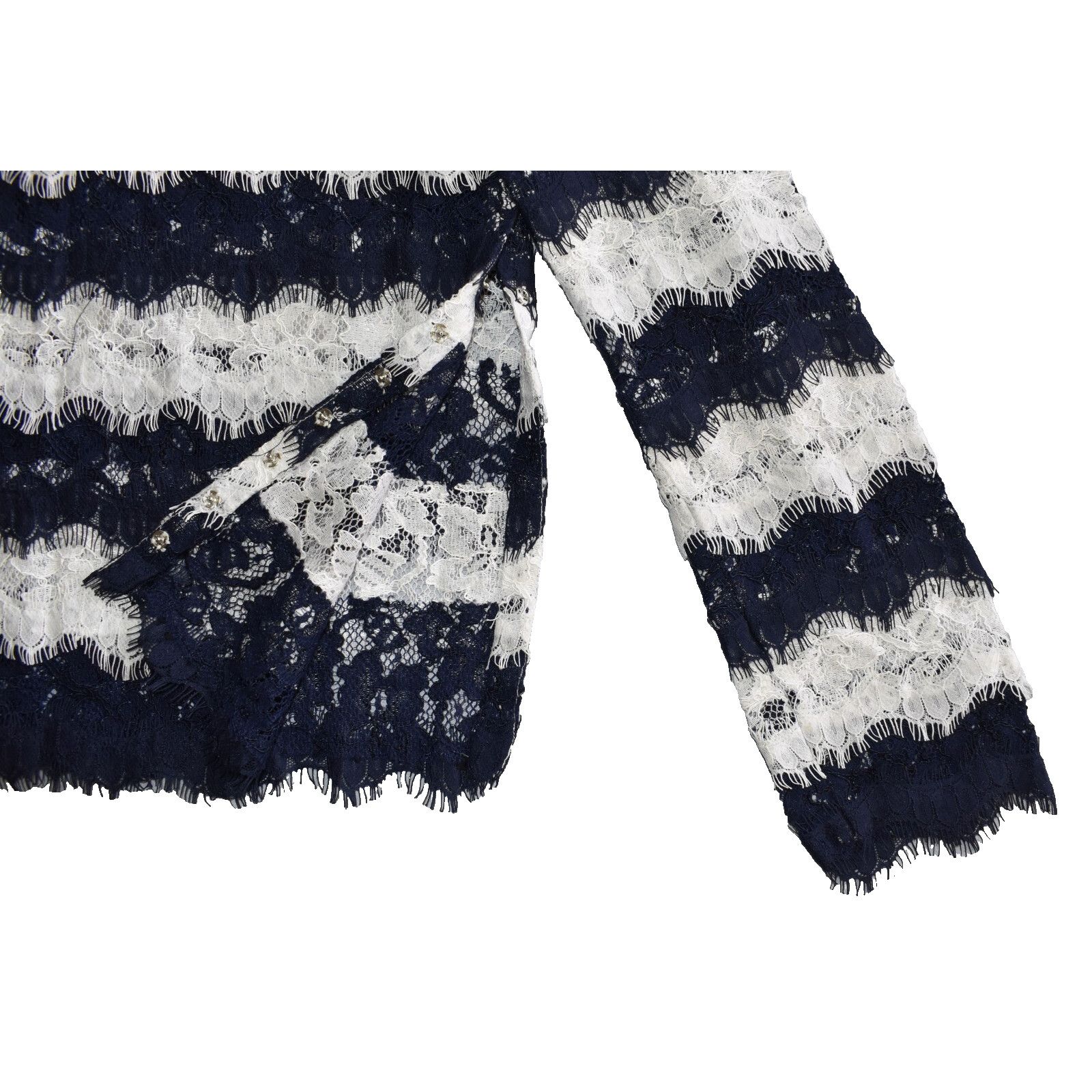 Diane von Furstenberg DIANE VON FURSTENBERG Navy White Lace Long Blouse Top Size M Size M / US 6-8 / IT 42-44 - 5 Thumbnail