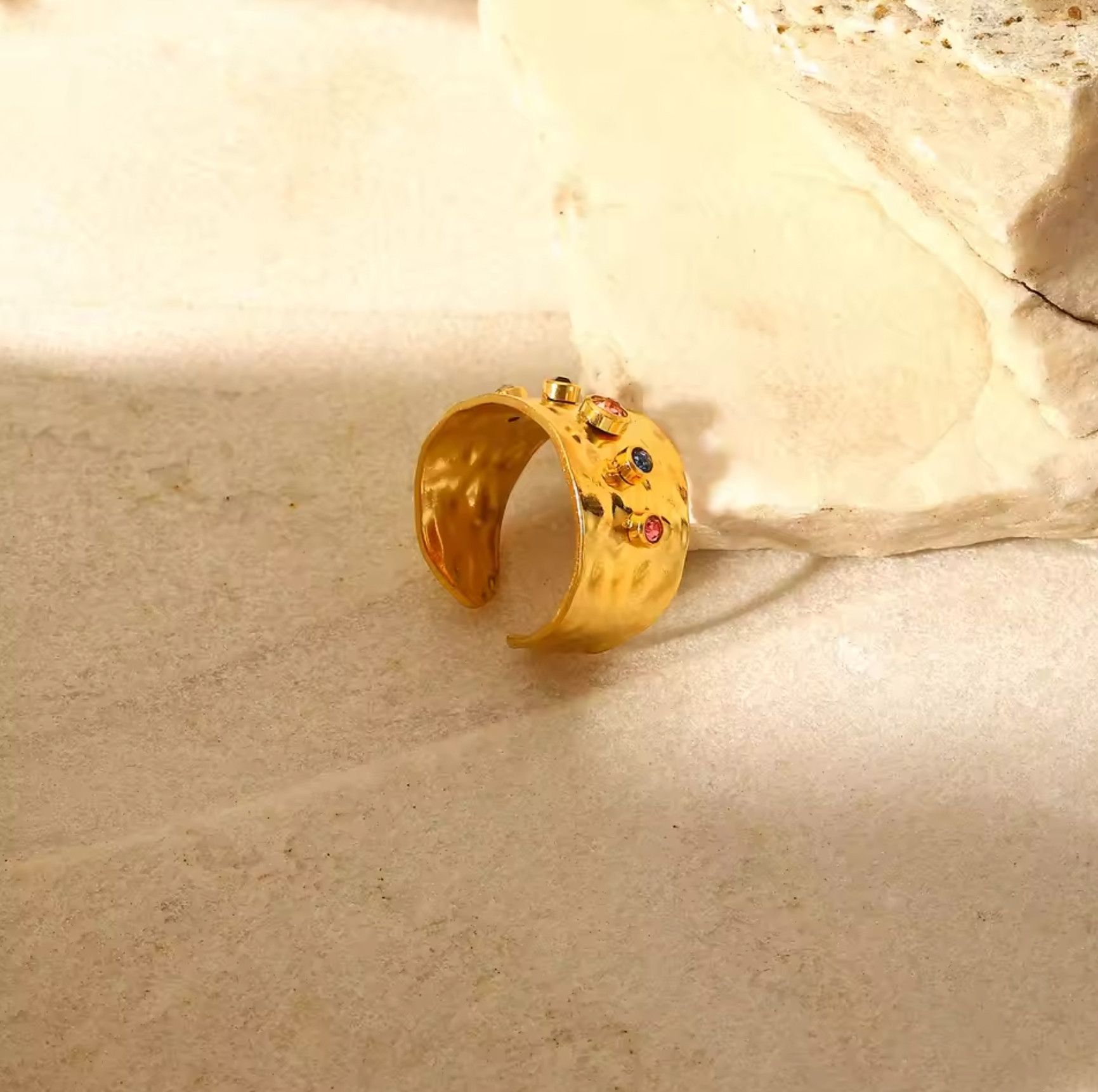 Jewelry Resizable Cubic Zirconia Crystal Steel 18K Gold Plated Rings Size ONE SIZE - 3 Thumbnail