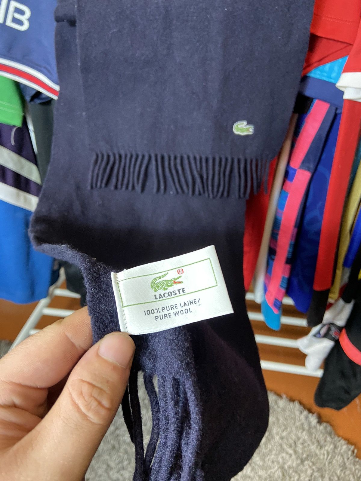 Lacoste × Vintage VINTAGE 00s LACOSTE 100 % WOOL SCARF Size ONE SIZE - 2 Thumbnail
