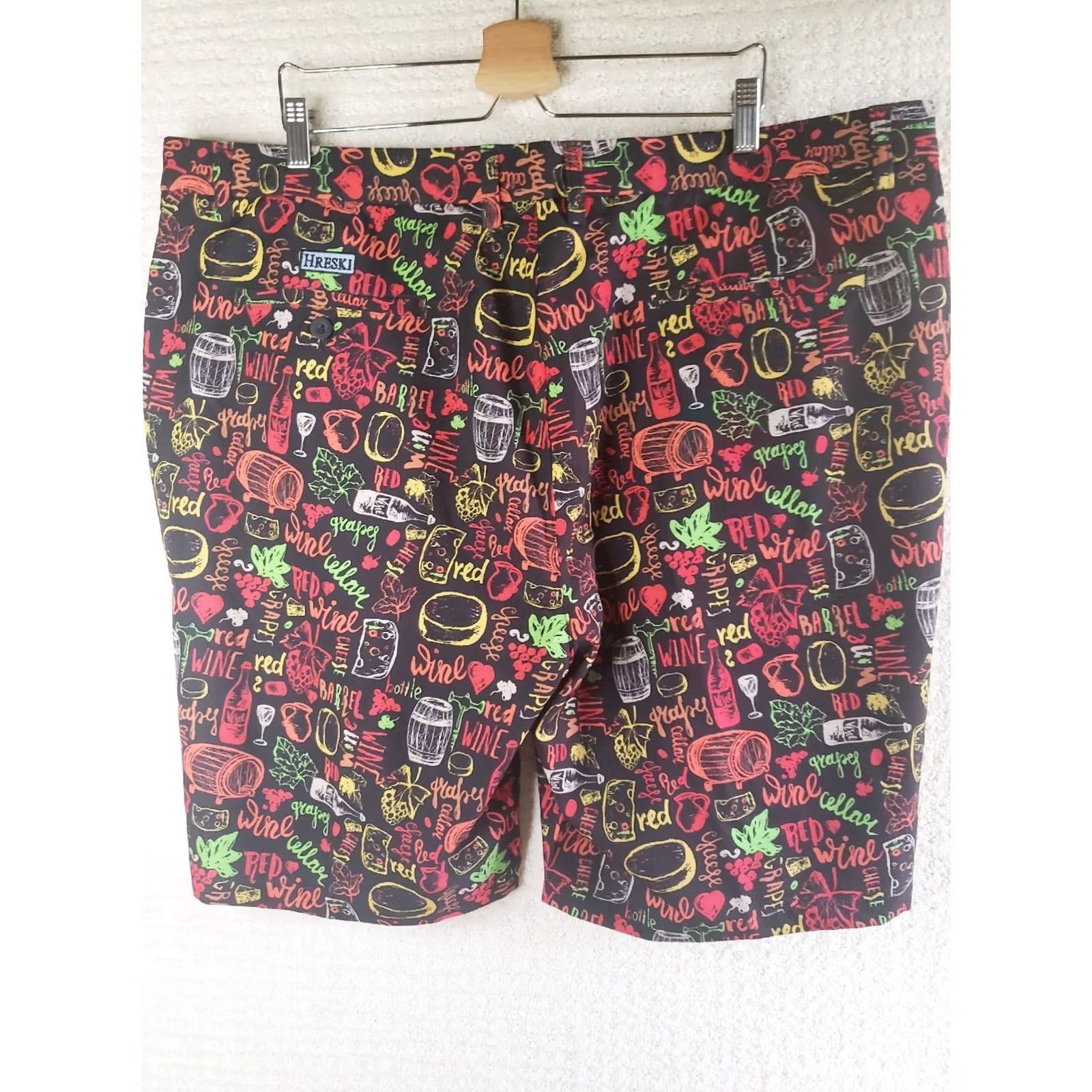 Vintage HRESKI Men’s Crazy Golf Shorts Wine & Cheese Theme Size 44 Inseam 10” NEW! Size US 44 / EU 60 - 6 Thumbnail