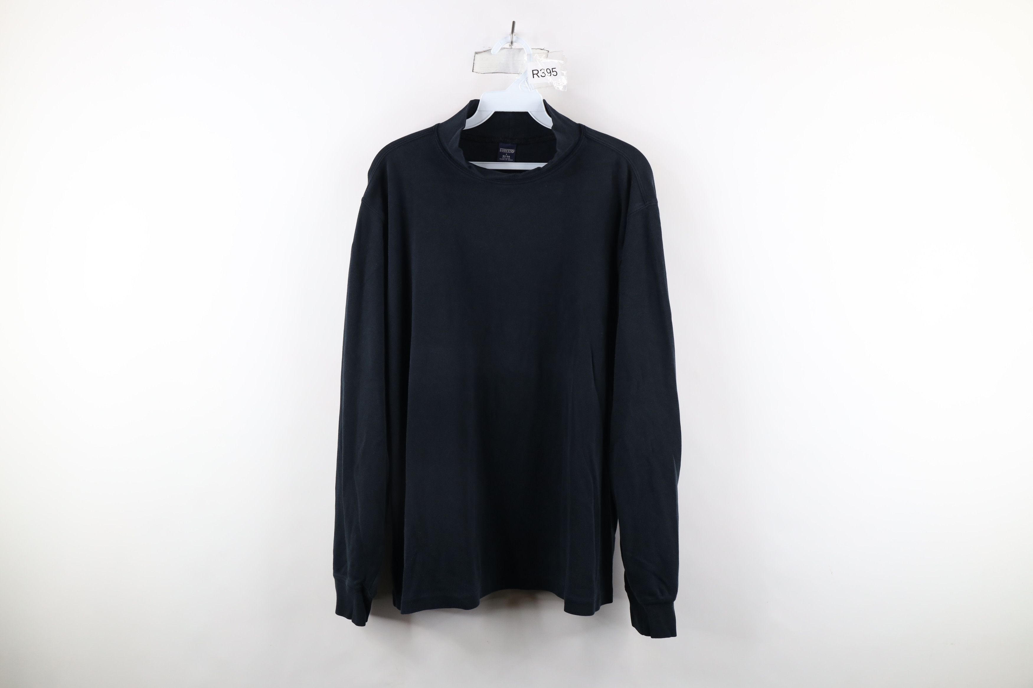 Lands' End × Vintage Vintage 90s Lands Mock Neck Long Sleeve T-Shirt Black Cotton Size US L / EU 52-54 / 3 - 1 Thumbnail