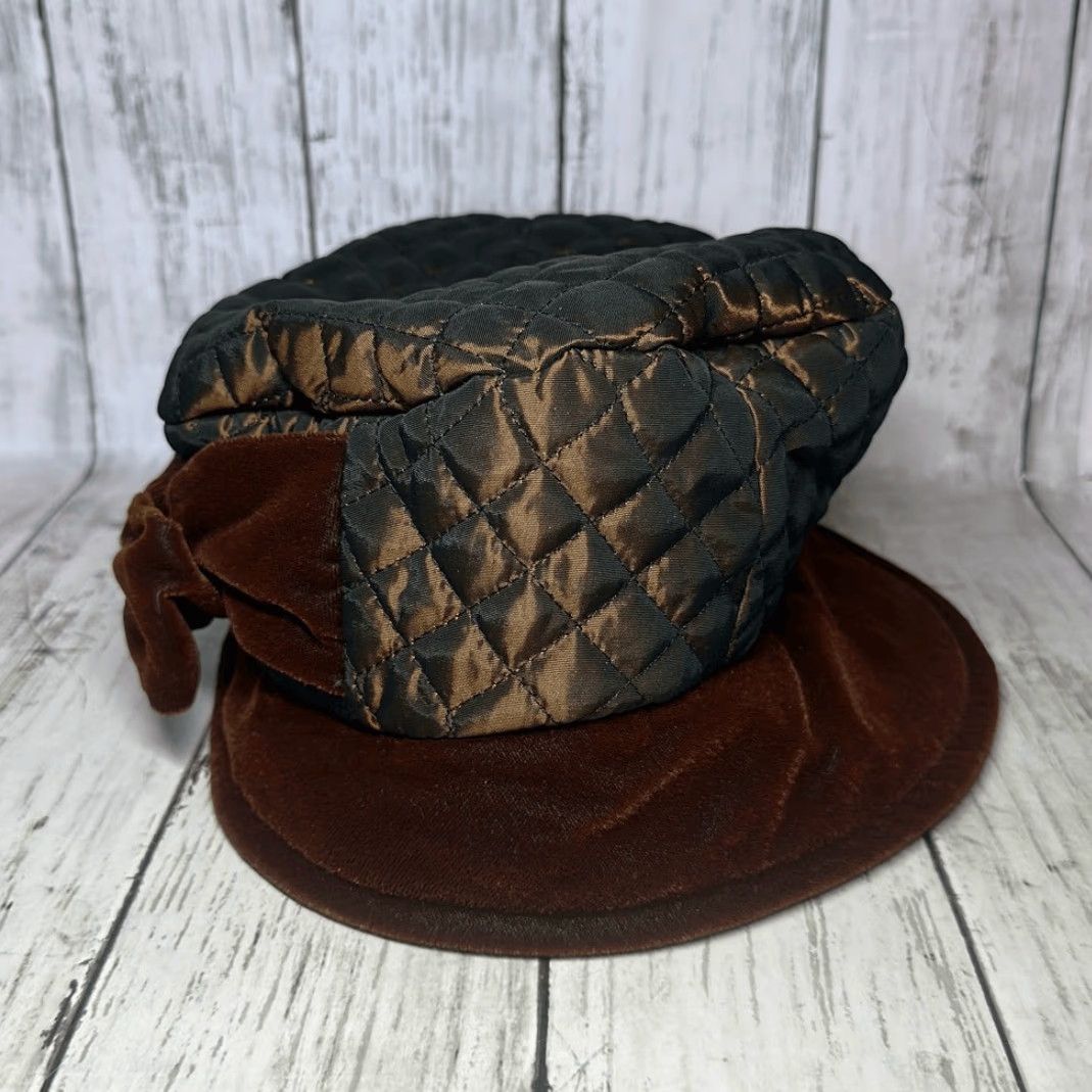 Vintage VINTAGE Diahann Carol Brown Quilted Velvet Hat Bucket Hat One Size Women Purple Brown Scala Size ONE SIZE - 3 Thumbnail