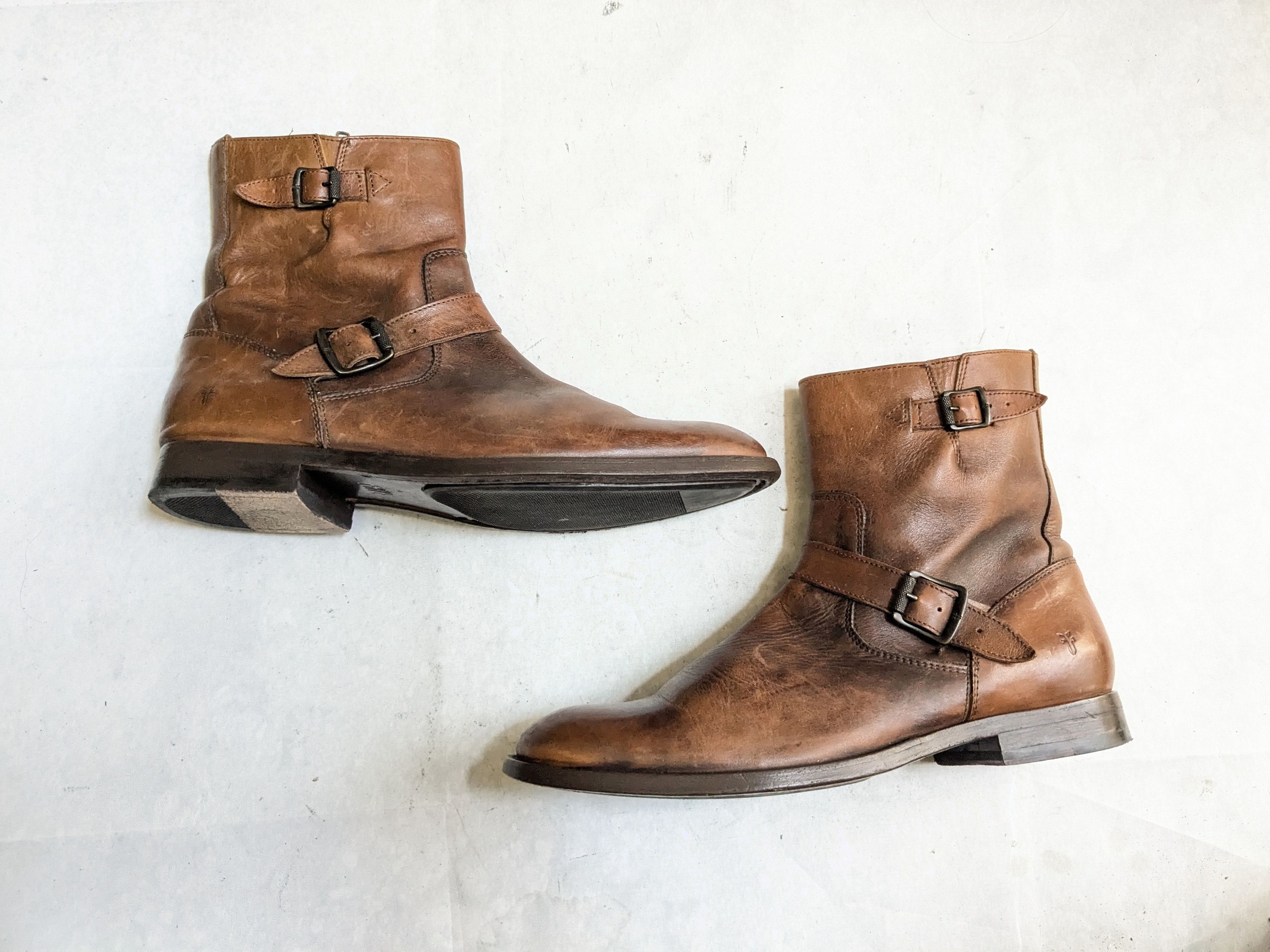 Frye Frye Engineer Boots Brown 11 D Stepas Buckle Leather Size US 11 / EU 44 - 1 Thumbnail