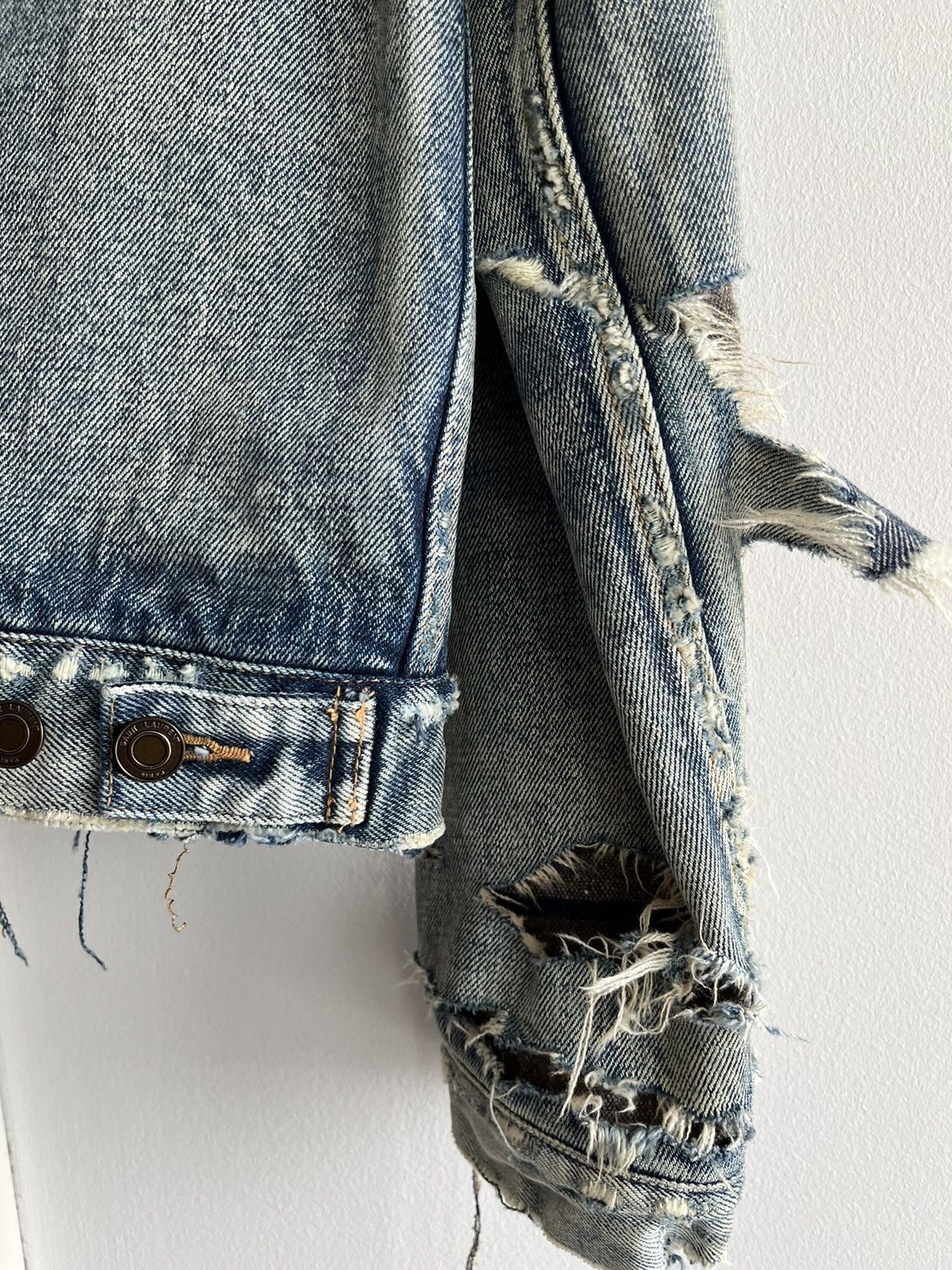 Saint Laurent Paris Saint Laurent Rare Runway Trash Denim Jacket Size US L / EU 52-54 / 3 - 10 Thumbnail