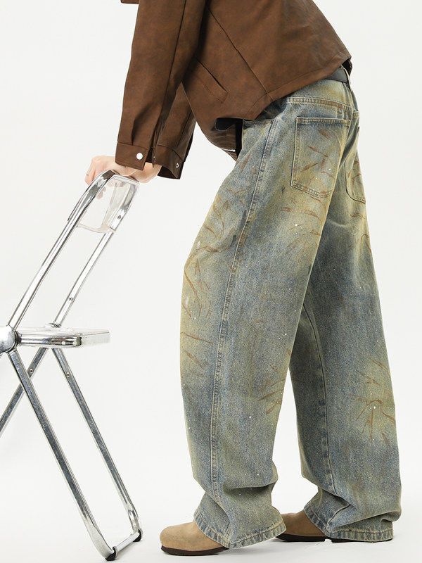 Vintage Men's Vintage-Style Washed & Distressed Ripped Jeans Size US 32 / EU 48 - 4 Thumbnail