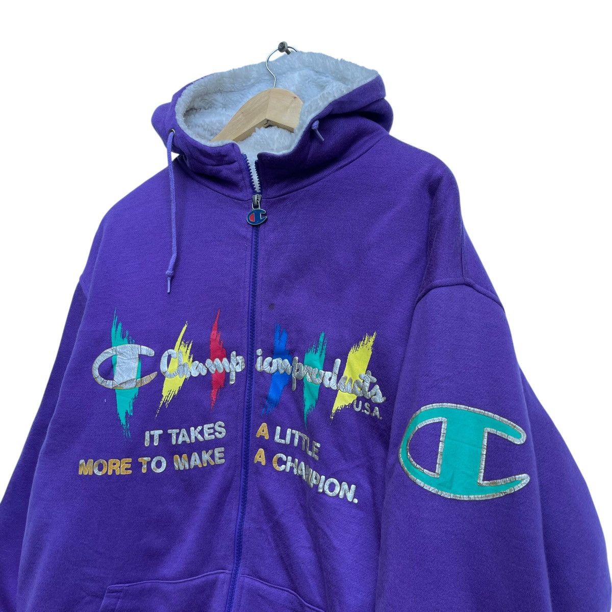 Champion × Vintage 💥Vintage Champion Big Logo Zipper Sweater Hooded Jacket Size US M / EU 48-50 / 2 - 4 Thumbnail