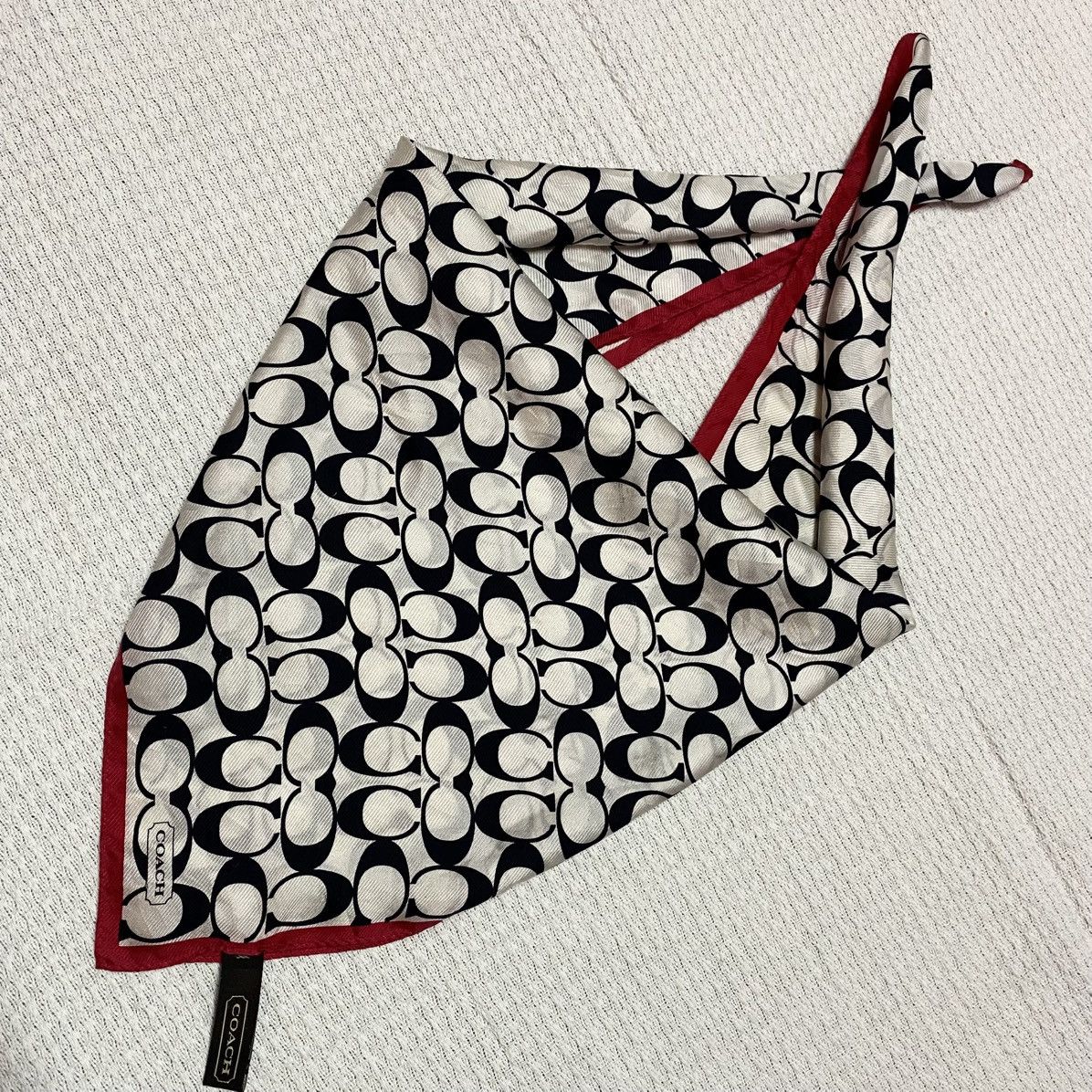 Coach Rare‼️🔥COACH Monogram Silk Square Scarf Red Border Size ONE SIZE - 1 Thumbnail