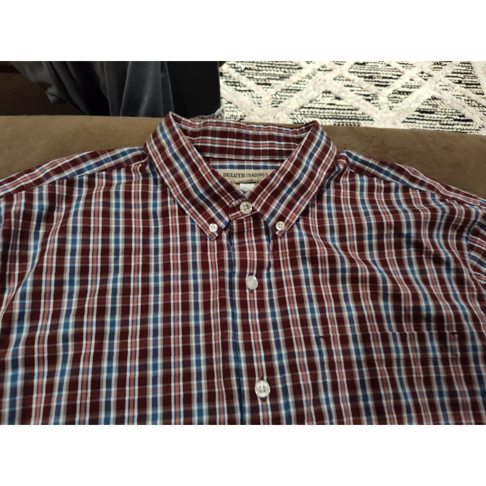 CO DULUTH TRADING CO Mens XL Tall Button-Down Shirt Plaid Red Blue Wrinkle Fighter Casual Workwear Multiple-Color Size US XL / EU 56 / 4 - 7 Thumbnail