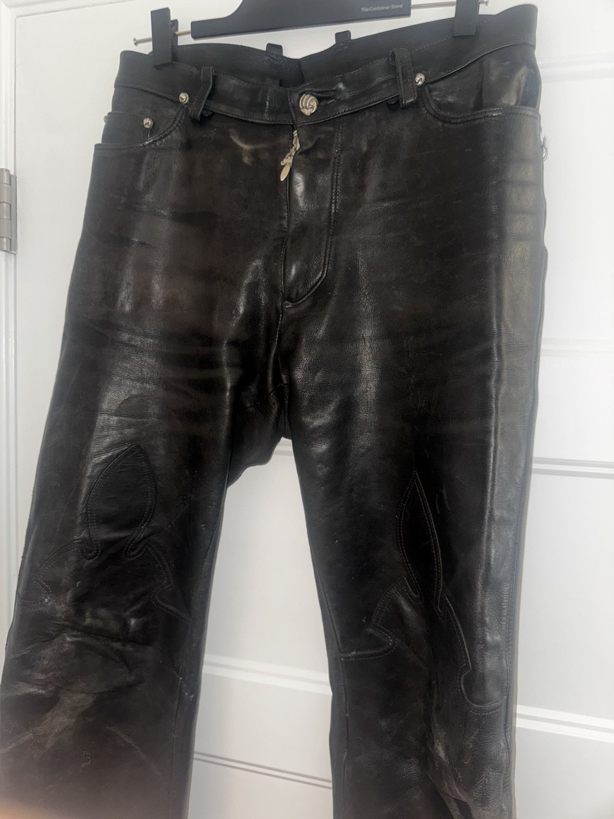 Chrome Hearts Chrome hearts Fleur knee leather pants vintage Size US 34 / EU 50 - 19 Thumbnail