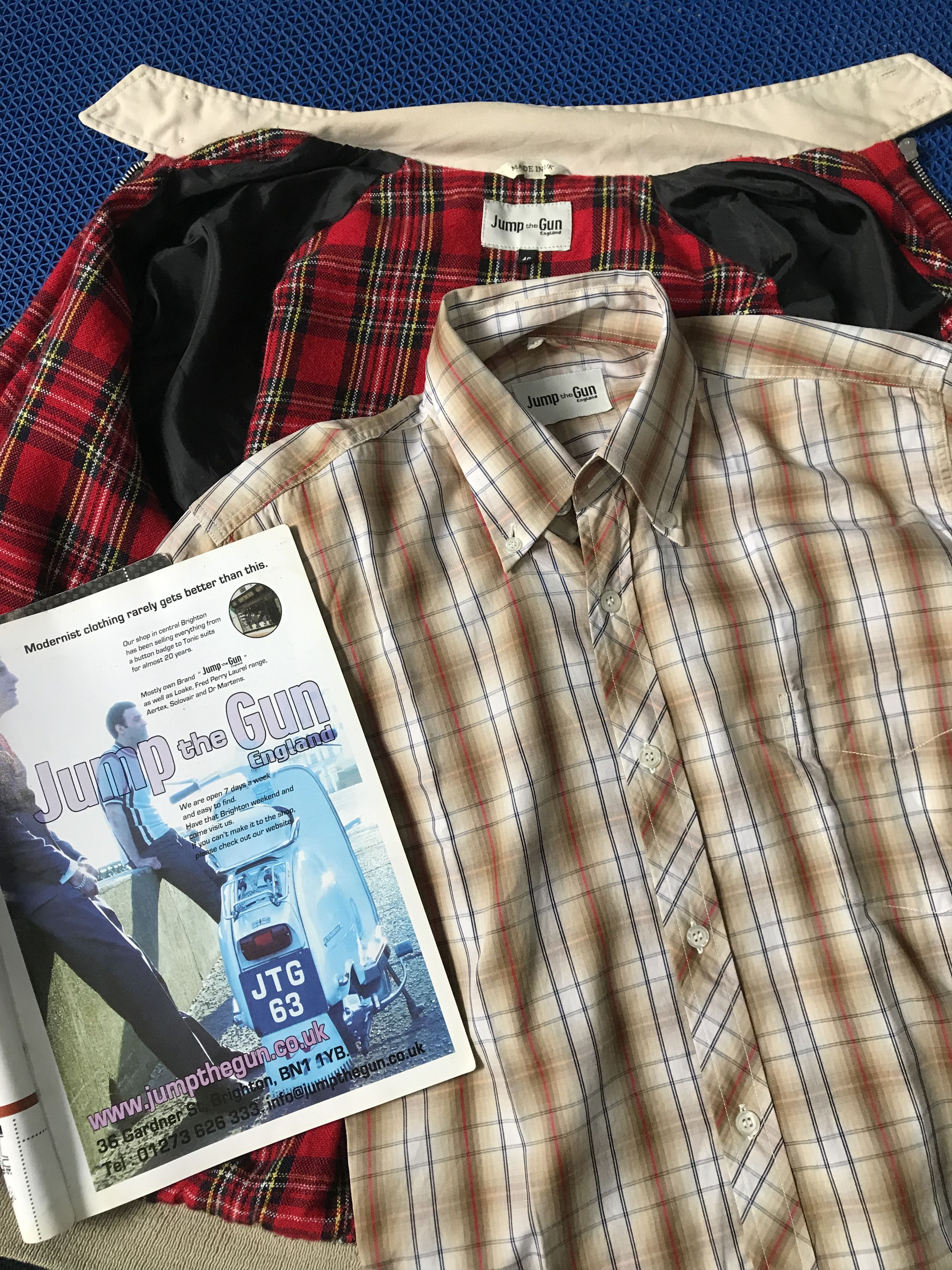 Other Jump The Gun tan red stripes shirt 3 fingers colar mod Size US S / EU 44-46 / 1 - 1 Thumbnail