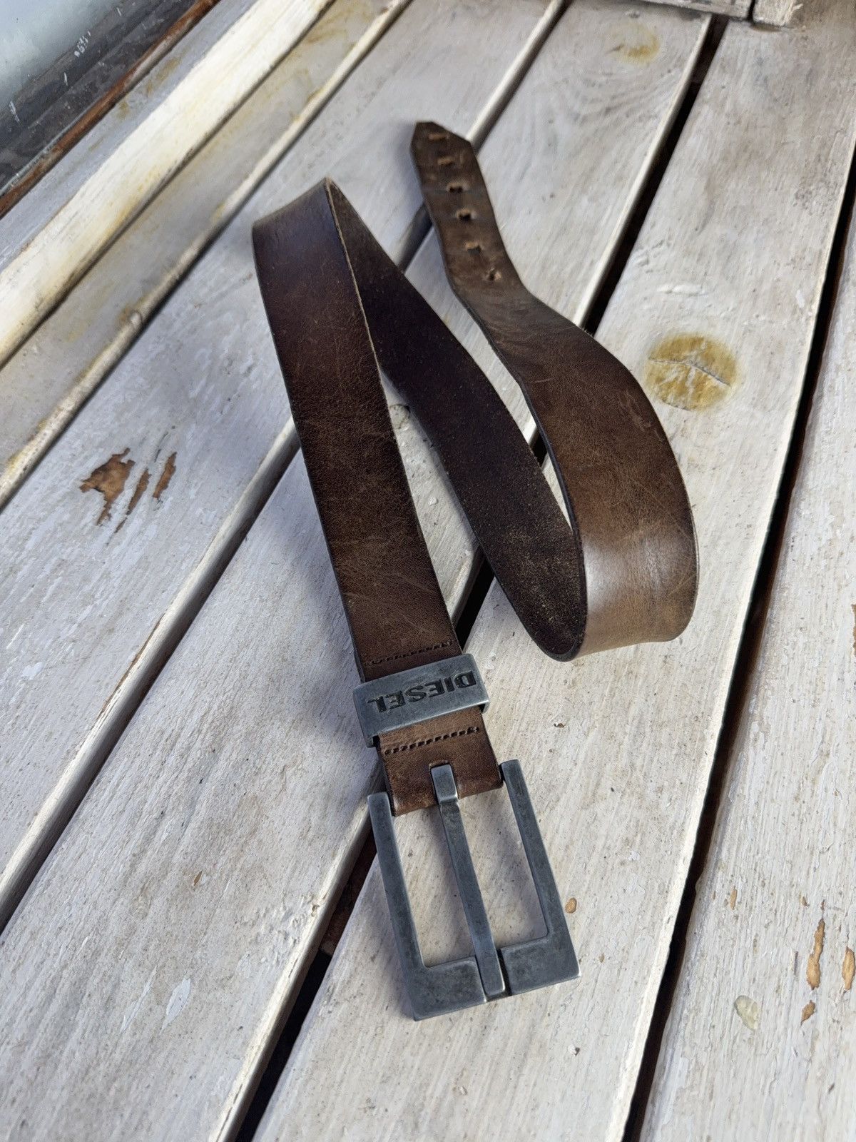 Diesel Vintage Leather Belt Y2K DIESEL Punk Metal Avant Garde Size ONE SIZE - 1 Thumbnail