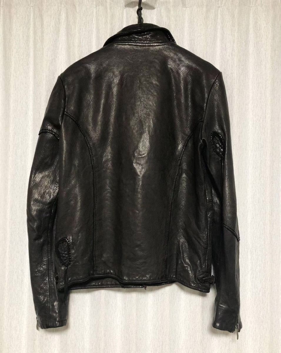 14th Addiction Black Crocodile Collar Double Rider Jacket | Grailed