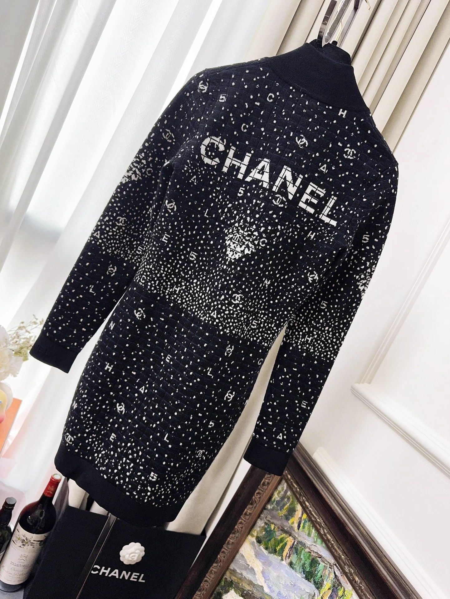 Chanel CHANEL 20n Cocow Ski Crystal Double C Knit LS Dress 36 New Size XS / US 0-2 / IT 36-38 - 2 Thumbnail