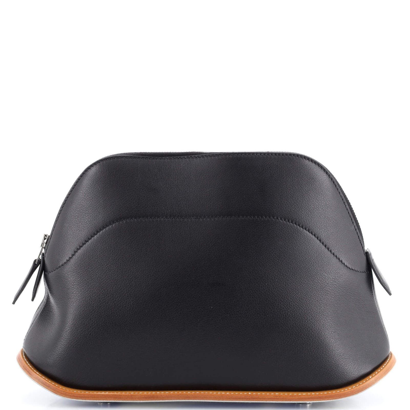 image of Hermes Bolide Skate Bag Evergrain With Printed Swift 31 in Black, Women's