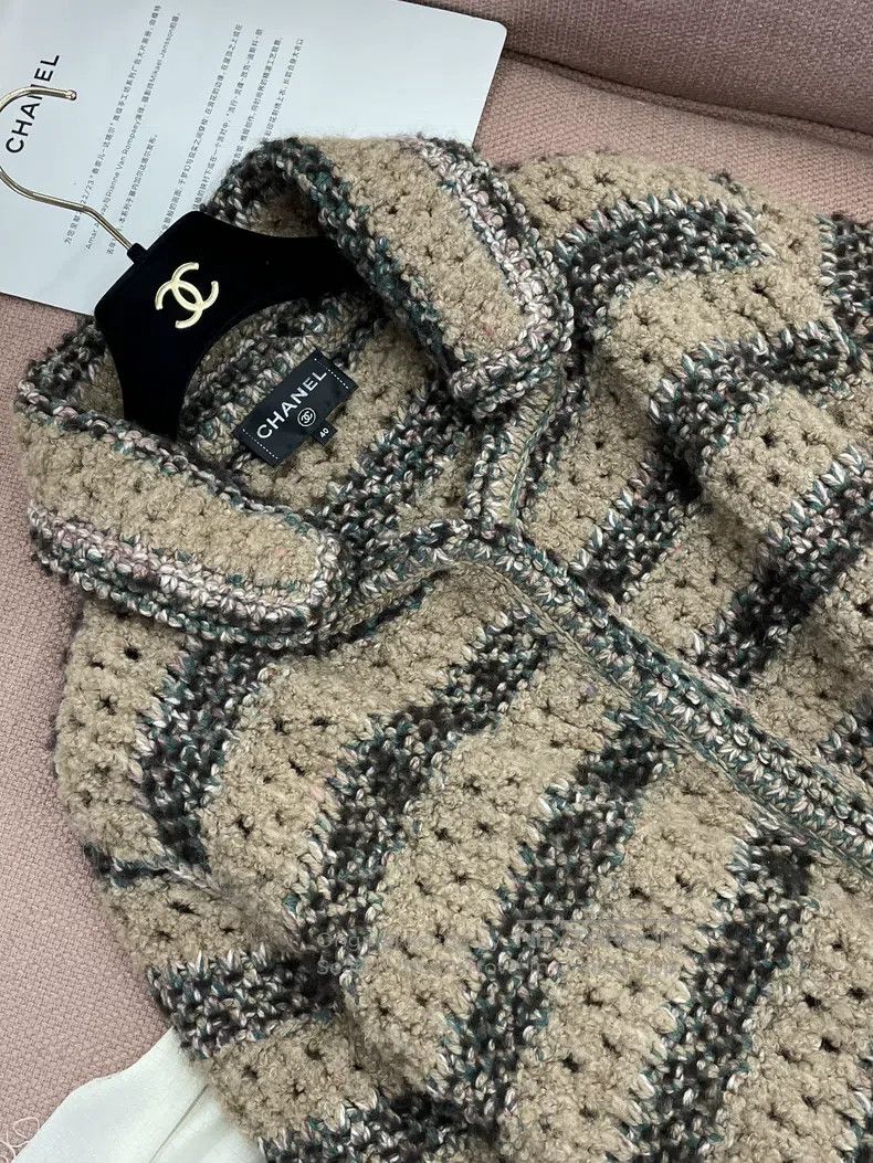Chanel Chanel Striped color-blocked knitted tie-up jacket Size S / US 4 / IT 40 - 2 Thumbnail