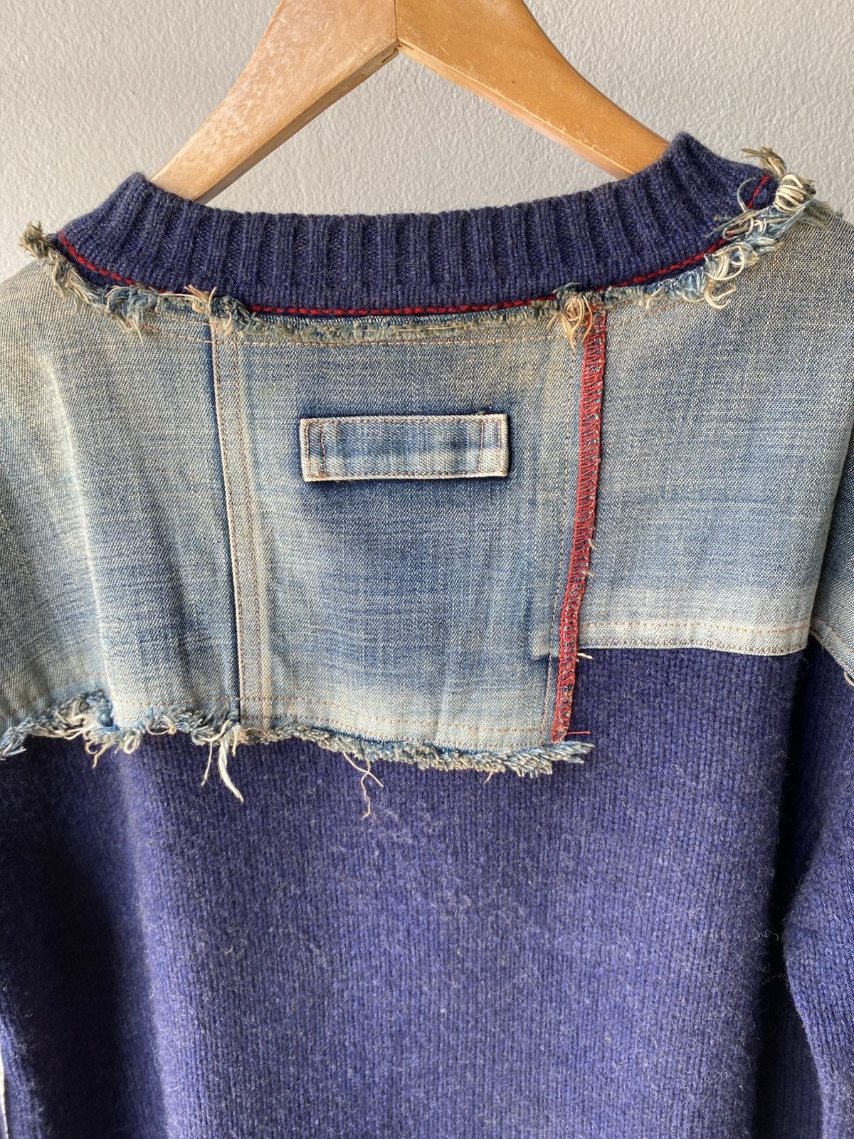 Darn Tough × Designer TOUGH JEANS Indigo Denim Patch Knit Size US XL / EU 56 / 4 - 6 Thumbnail
