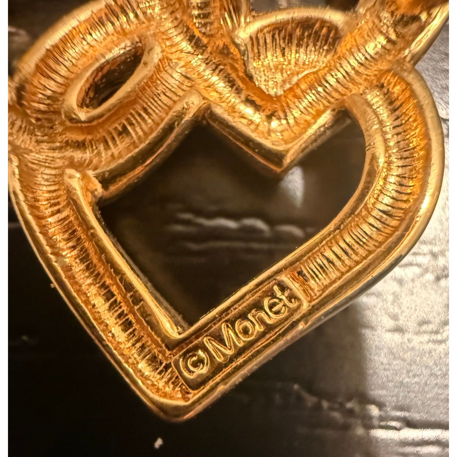 Monet Vintage Signed Monet Gold Tone Double Heart Love Brooch Size ONE SIZE - 3 Thumbnail