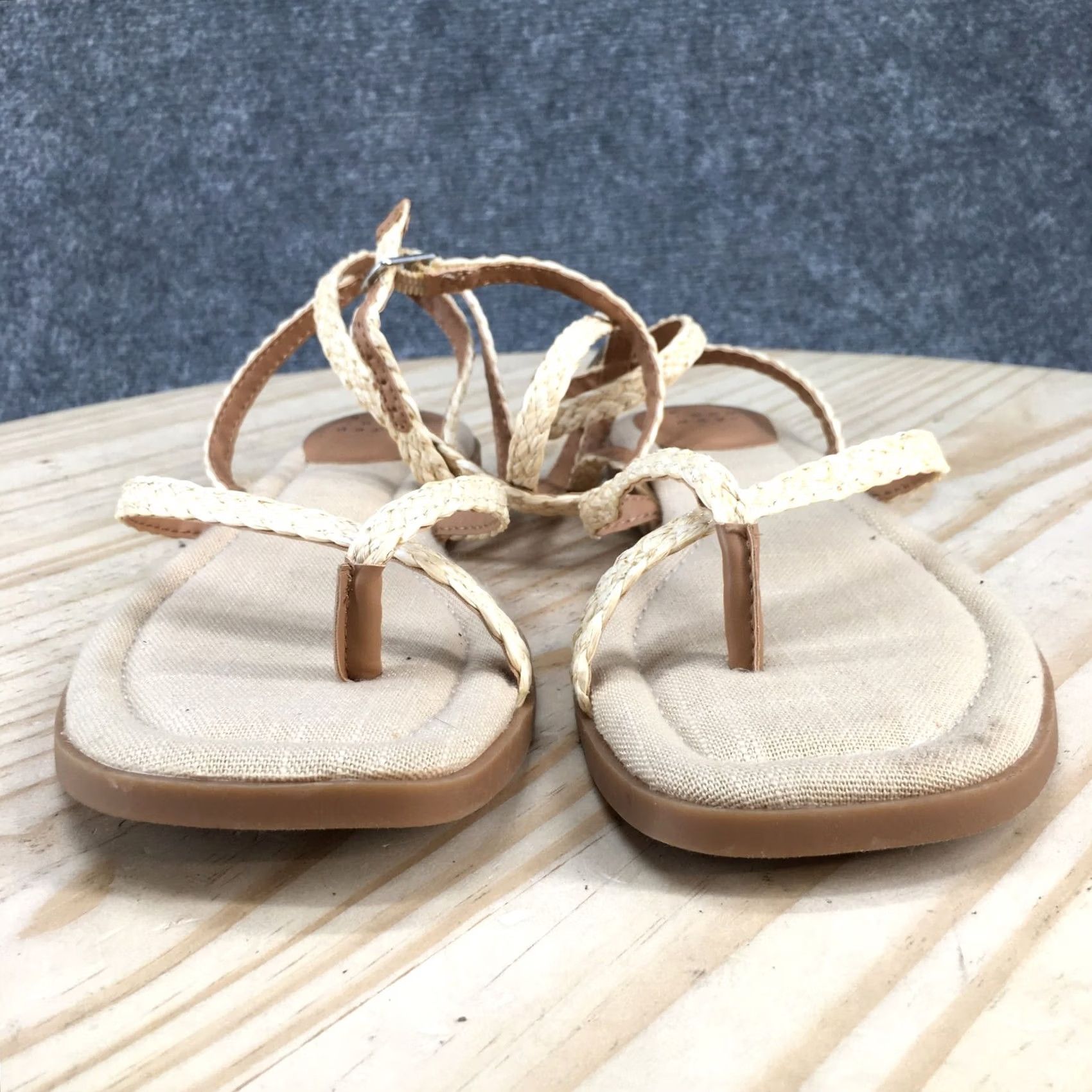 Vintage A New Day Sandals Womens 8.5 Strappy Thong Braided Buckle Beige Flats NEW Size US 9 / IT 39 - 5 Thumbnail