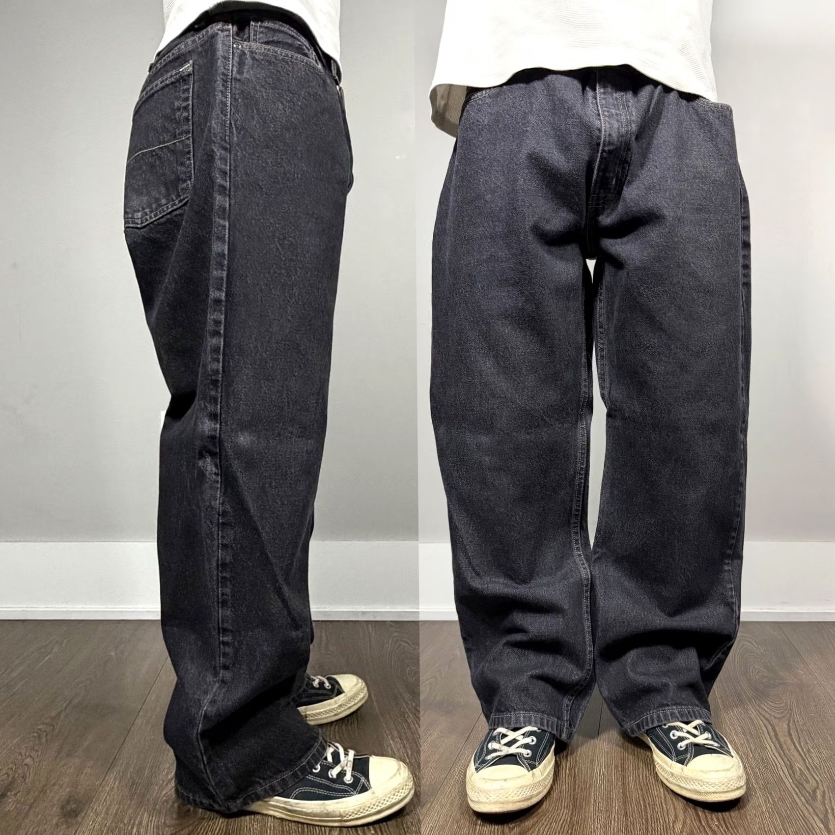 Denime Relaxed Fit Jeans Mens 40x30 Gray Dark Wash Denim Baggy Wide Leg Y2K Skater Grunge Casual Size US 40 / EU 56 - 2 Thumbnail