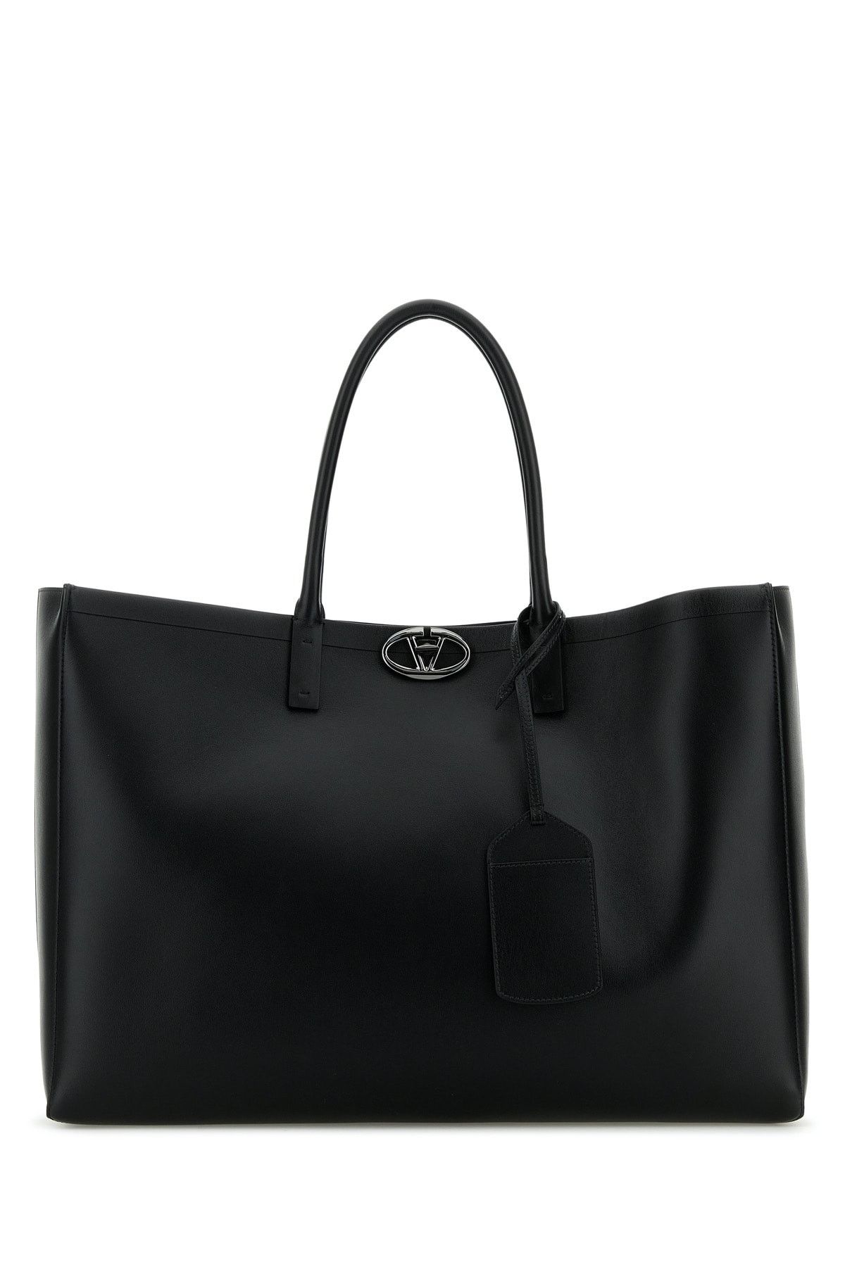 Valentino Black Leather Vlogo Shopping Bag Size ONE SIZE - 1 Thumbnail
