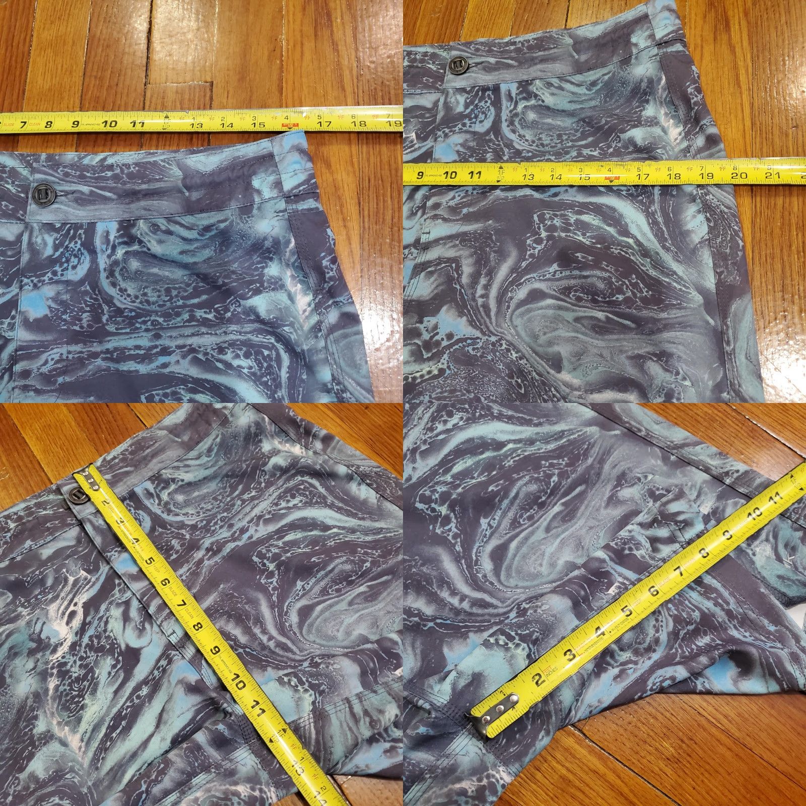 Vintage Huk Mens 32 Blue Performance Fishing Short 8 Inseam Stretch Chino Shorts with Pockets - Geometric Print, Flat Front, Regular Inseam Size US 32 / EU 48 - 8 Thumbnail