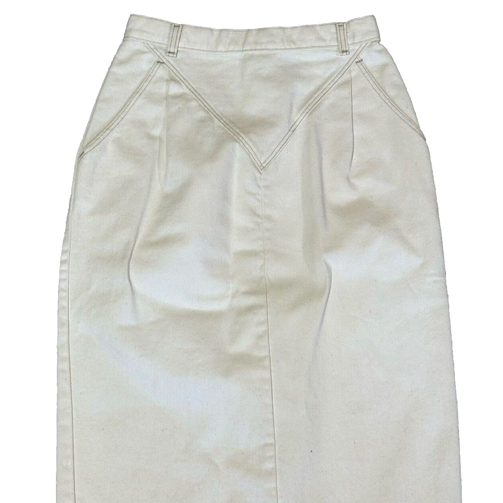 Vintage VINTAGE Candie's Denim Skirt 11/12 White Midi Shin Length Slit Size 32" / US 10 / IT 46 - 8 Thumbnail
