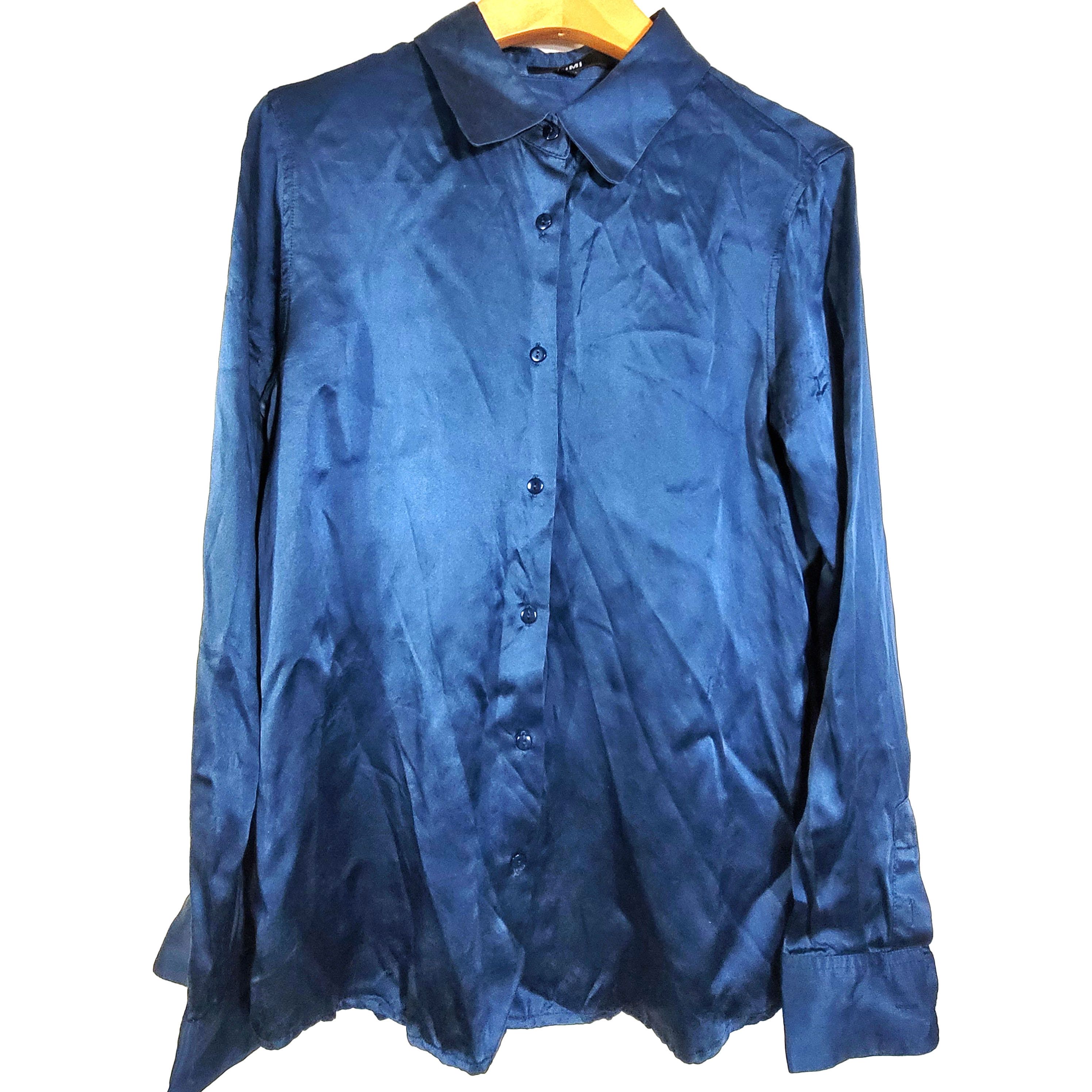 Other Women's Size S Satin 100% Silk Long Sleeve Shirt SAJ907 Size S / US 4 / IT 40 - 1 Thumbnail