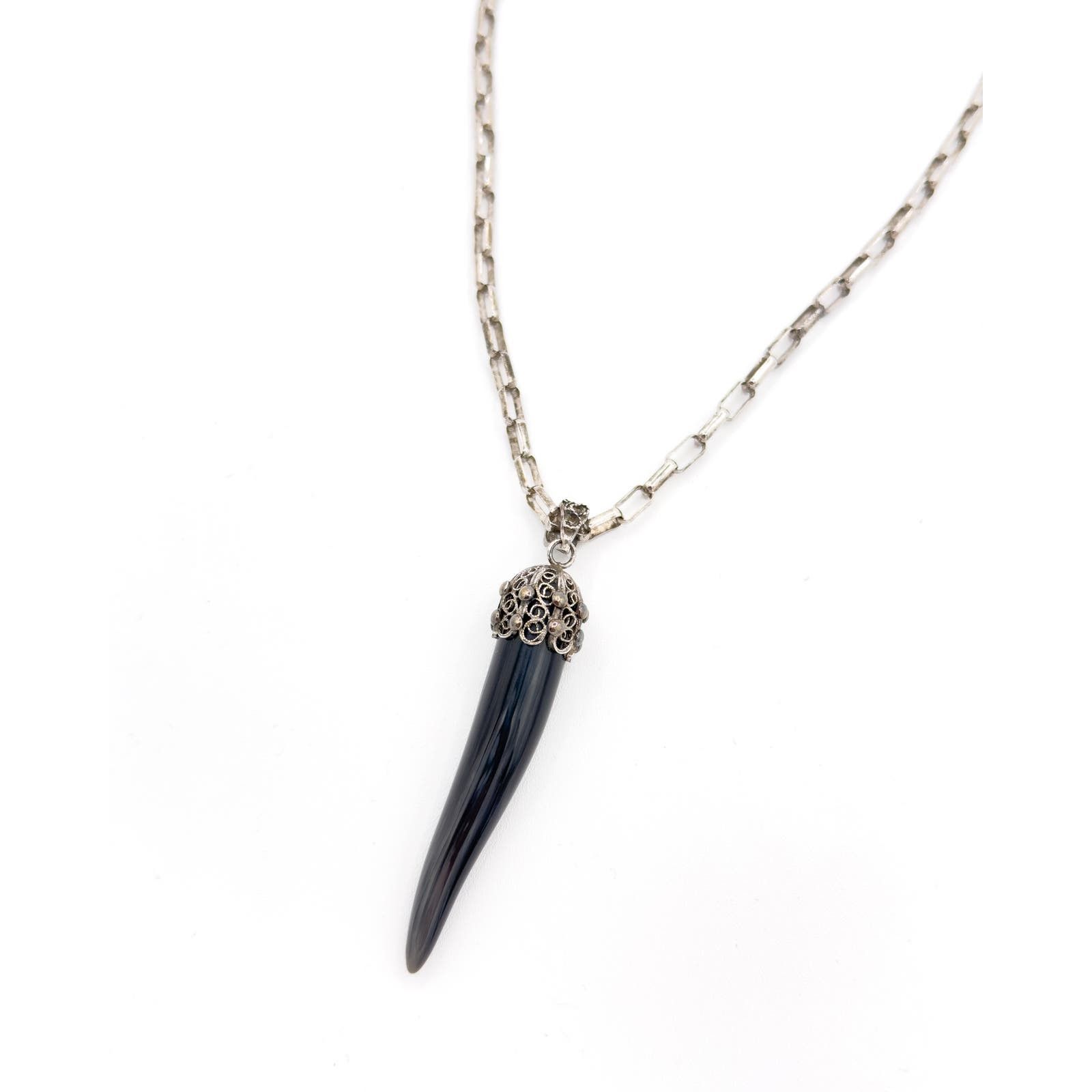 image of Dolce Gabbana 0.925 Hound's Tooth Necklace in Silver, Men's