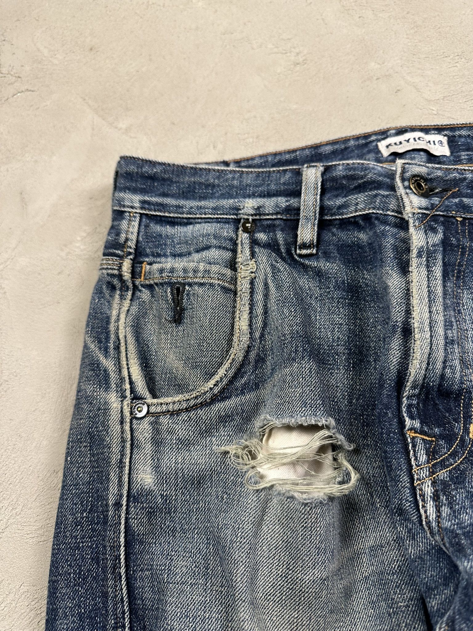 Japanese Brand Vintage Japanese Kuyichi Distressed Y2k Faded Straight Denim Size US 32 / EU 48 - 4 Thumbnail