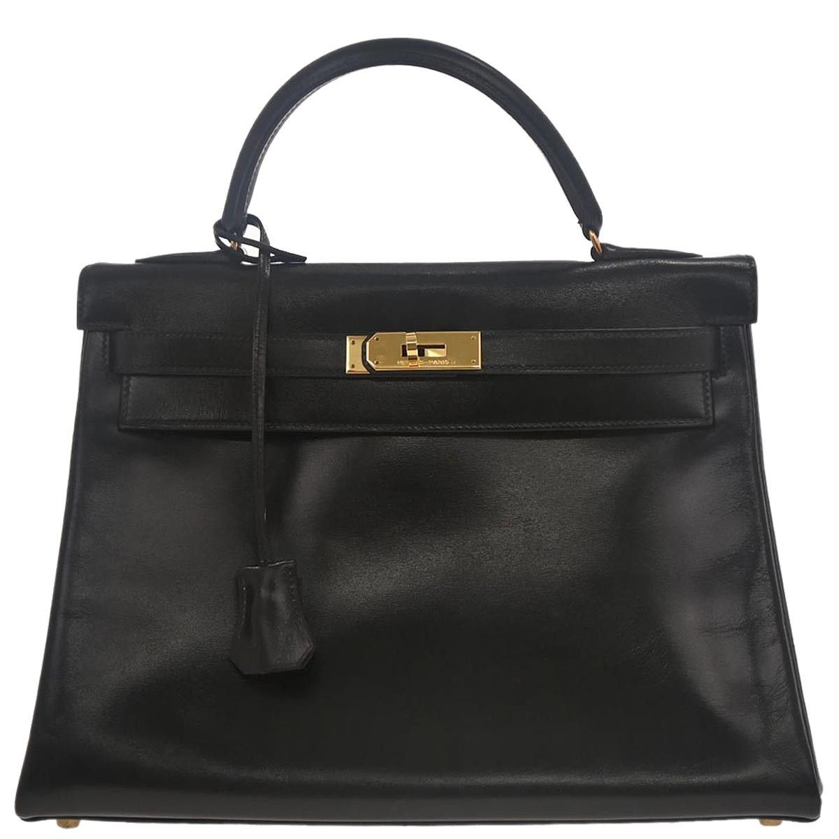 Hermes Hermes Kelly Handbag Black Box Calf with Gold Hardware Size ONE SIZE - 1 Thumbnail