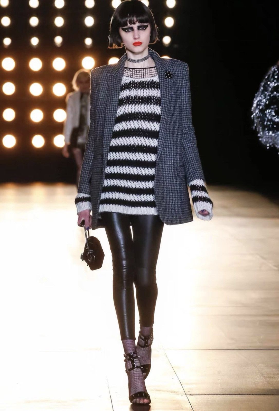 Saint Laurent Paris Saint Laurent (SLP) 15FW Black/White Wool Stripe Sweater Size US XS / EU 42 / 0 - 8 Thumbnail