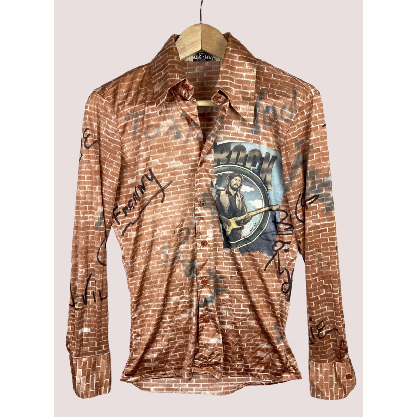 Vintage VINTAGE Nik Nik Shirt Mens S Brown Long Sleeve Nylon Button Up Disco Italy Clothing Size US S / EU 44-46 / 1 - 1 Thumbnail