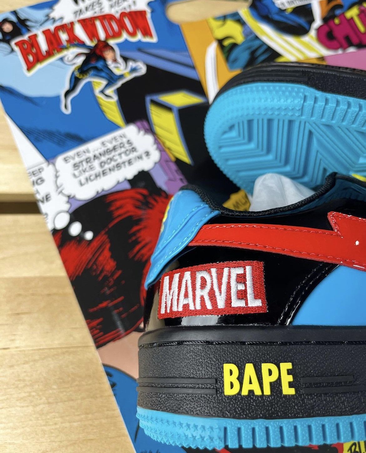 2022 A Bathing Ape x Marvel Black Widow Bapesta Rare Size