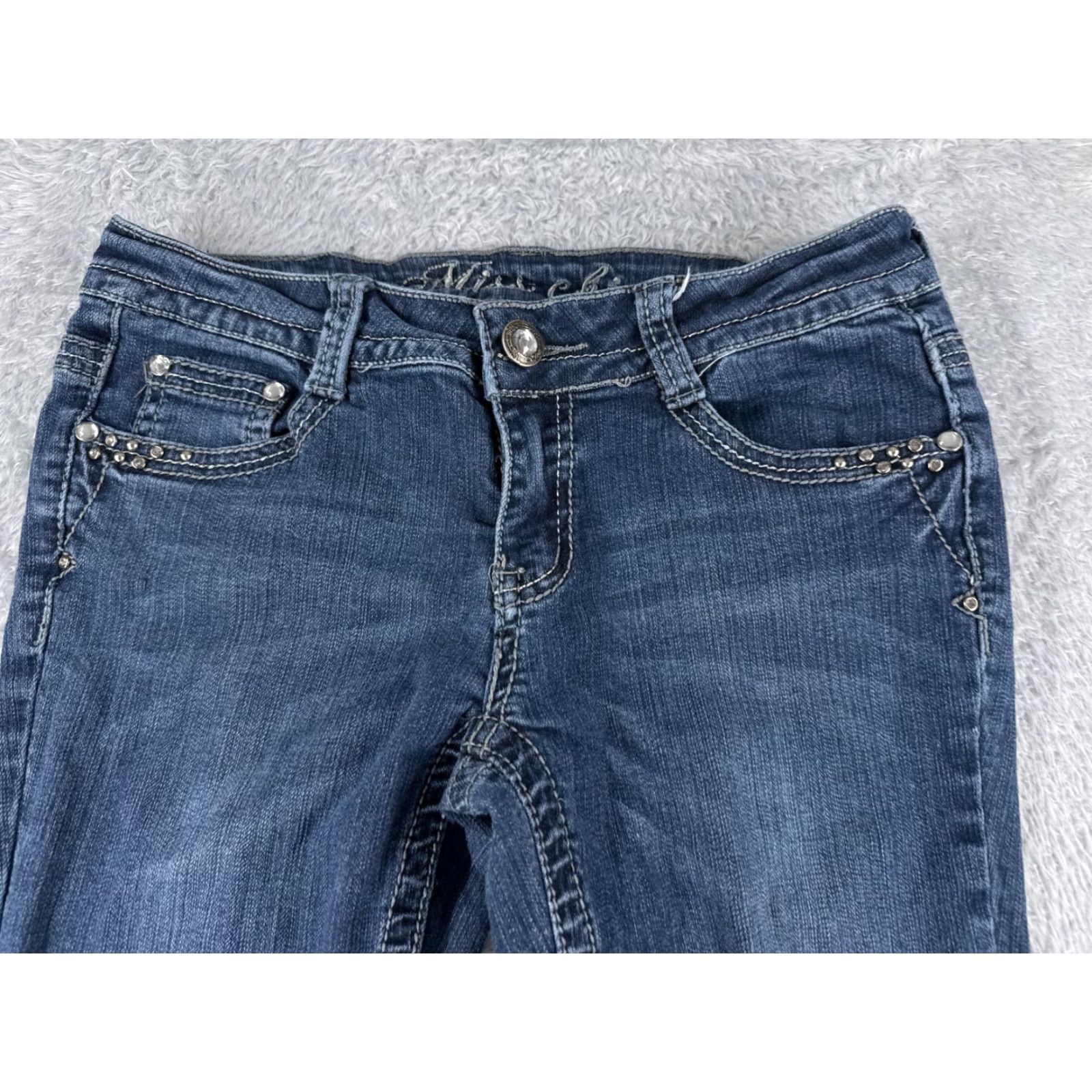 Vintage miss chic Jeans Women Bootcut Denim Blue 30x30 Pocket 5-Pocket Embellished Rhinestone Embroidered Mid Rise 30 Inseam Regular Stretch Size 36" / US 14 / IT 50 - 4 Thumbnail