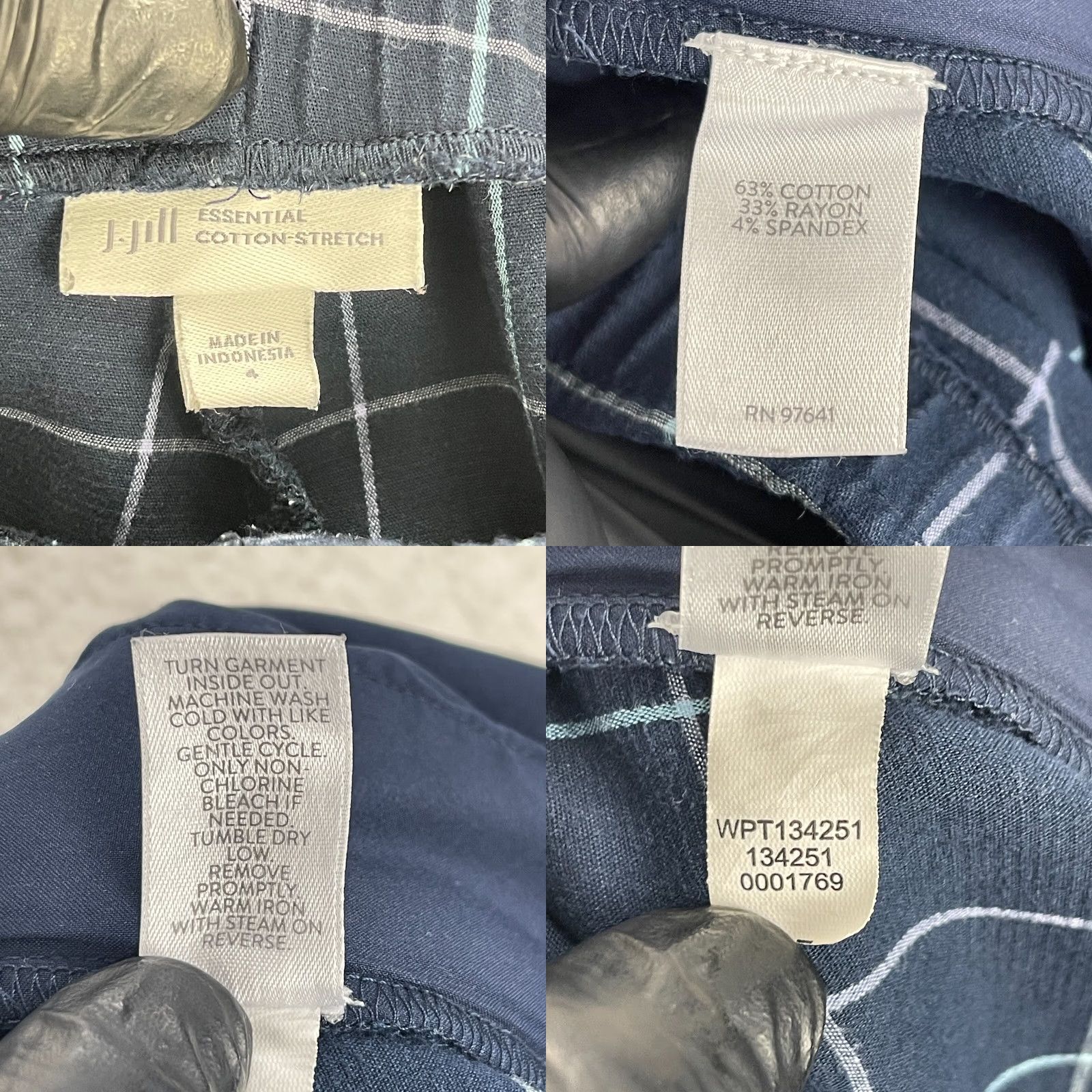 J. Jill J. Jill Blue Plaid Essential Cotton-Stretch Straight Pant Womens Mid-Rise Size 4 Size 27" / US 4 / IT 40 - 9 Thumbnail